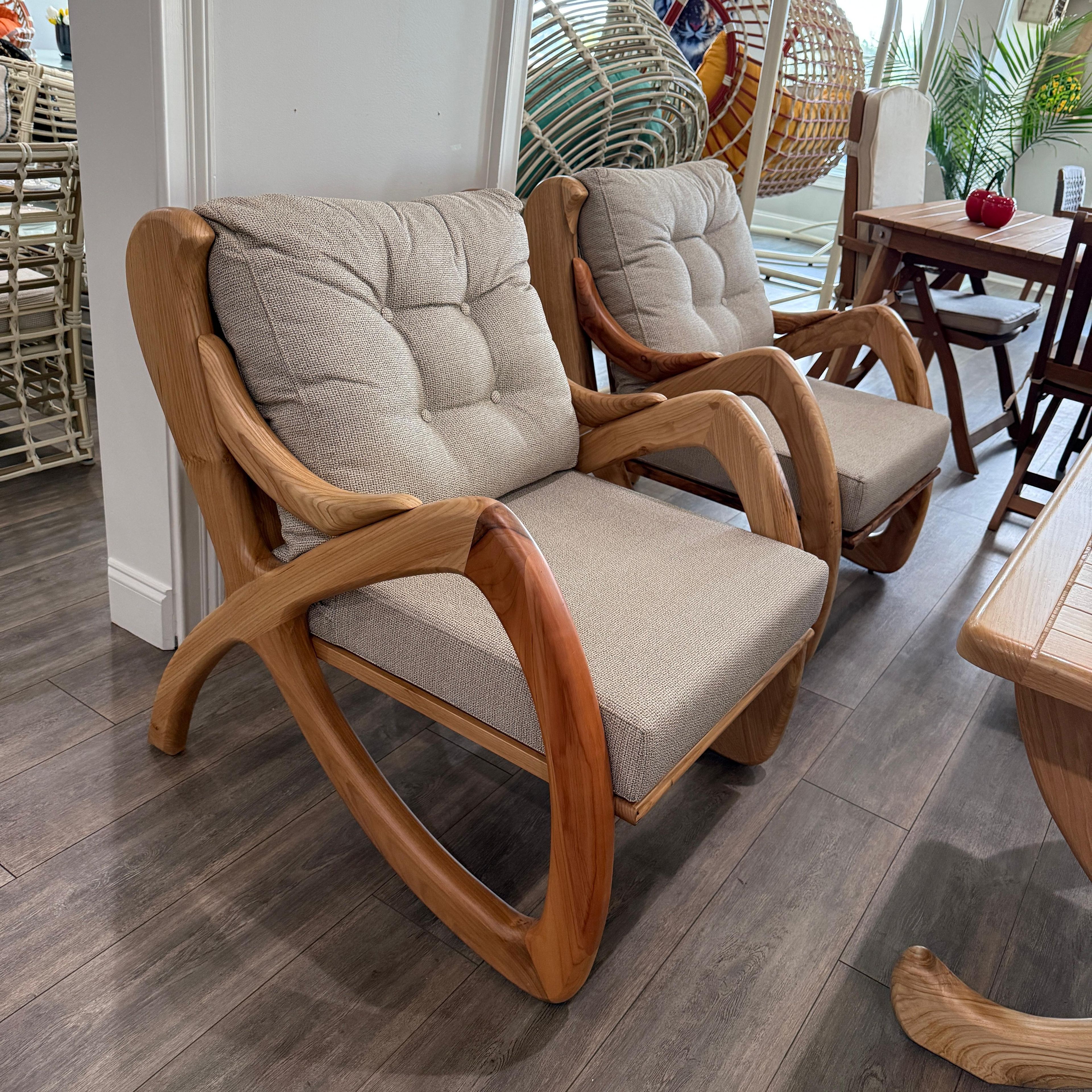 Butterfly Chestnut Wood Garden Patio 3+1+1 Sofa and Table Set
