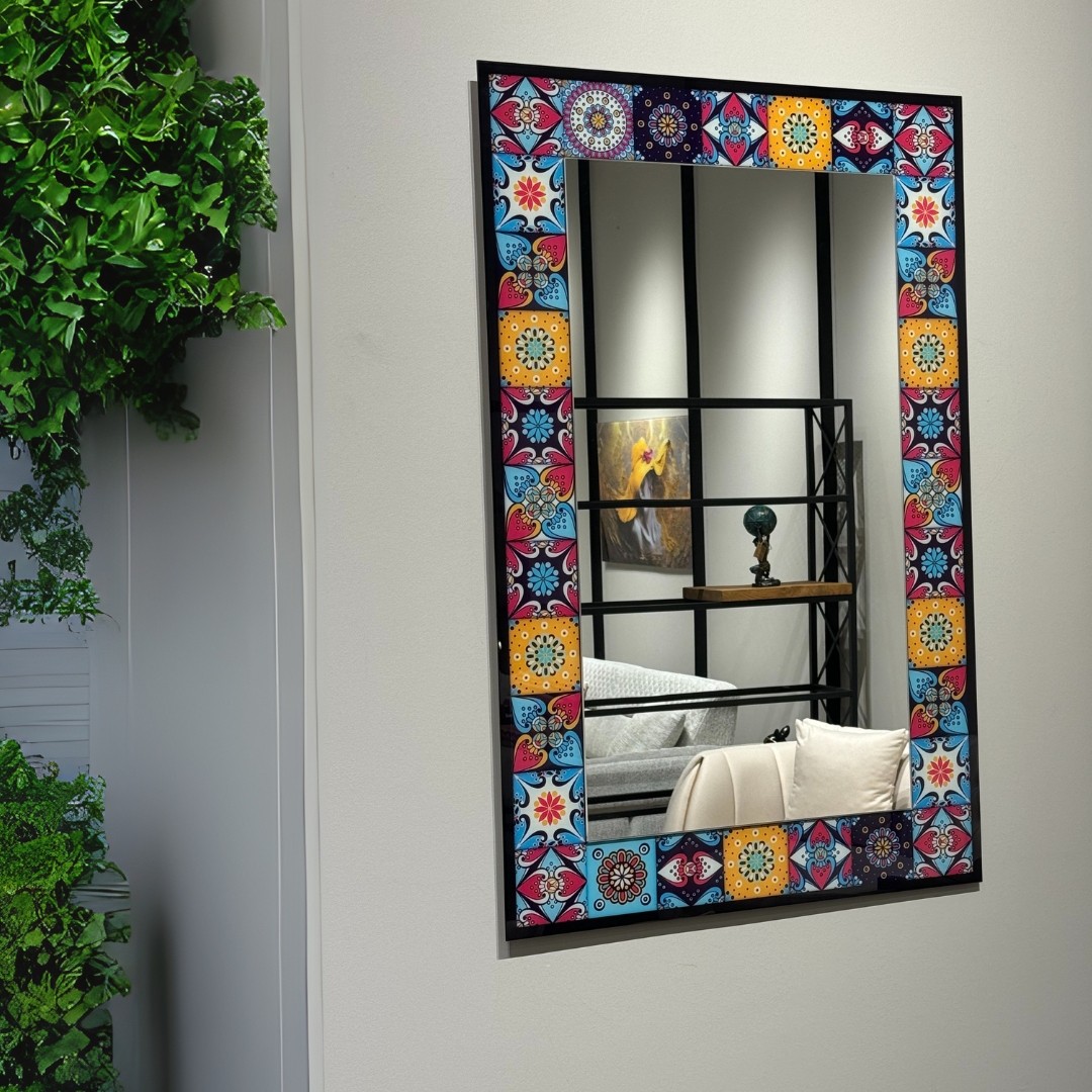 Tile Patterned Glass Mirror Fethiye - Rectangle 4