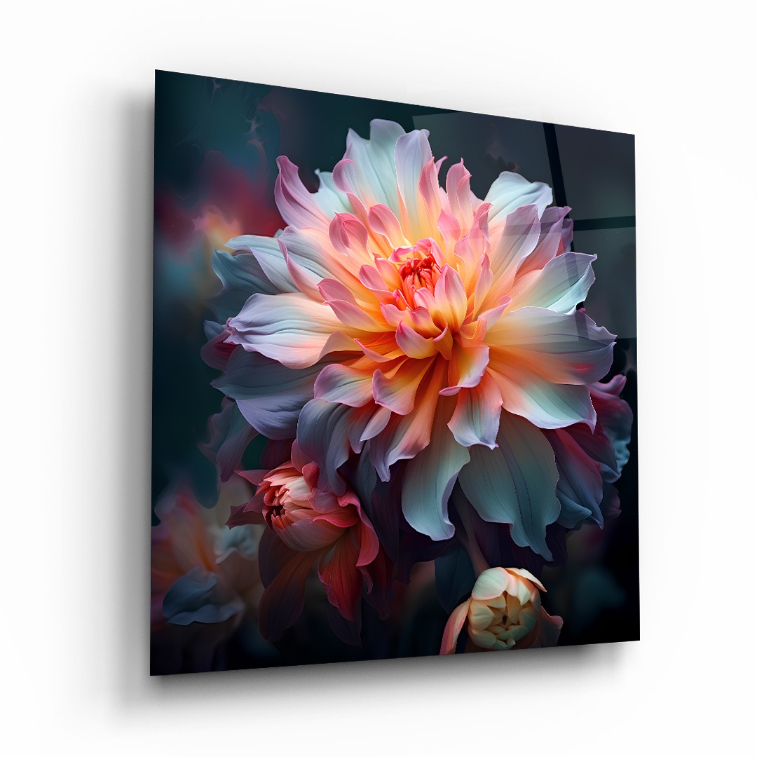 Flower Illustration 3 - Square Wall Glass Art