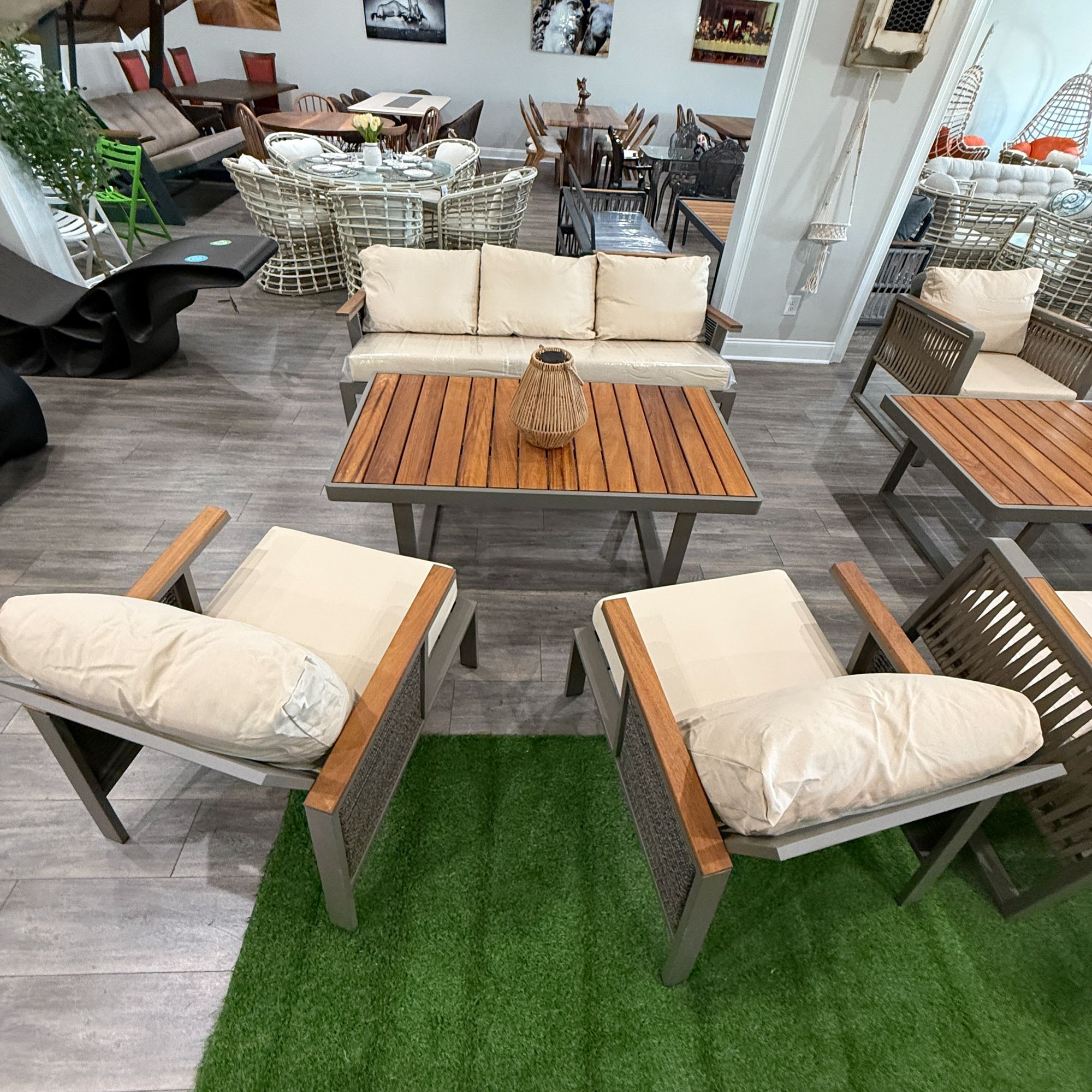 Relax Wooden Garden Patio 3+1+1 Sofa and Table Set