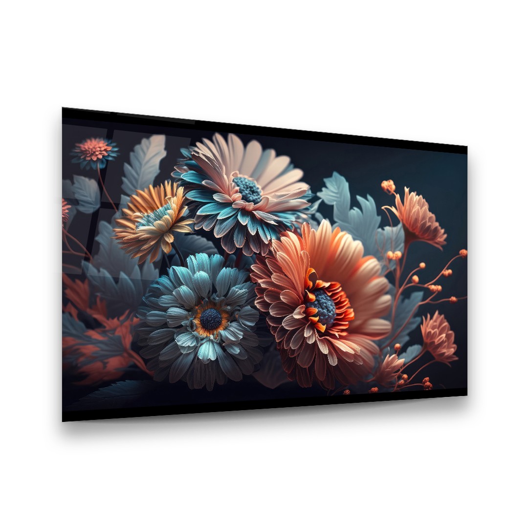 Flower Bouquet Manipulation - Horizontal Wall Glass Art