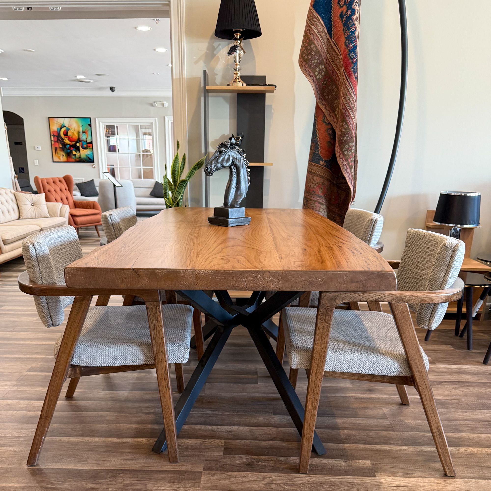 Lux Walnut Dining Table and Chair 