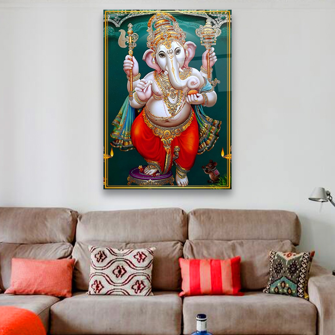 Ganesha Grace - Premium Tempered Glass Wall Art Rectangle