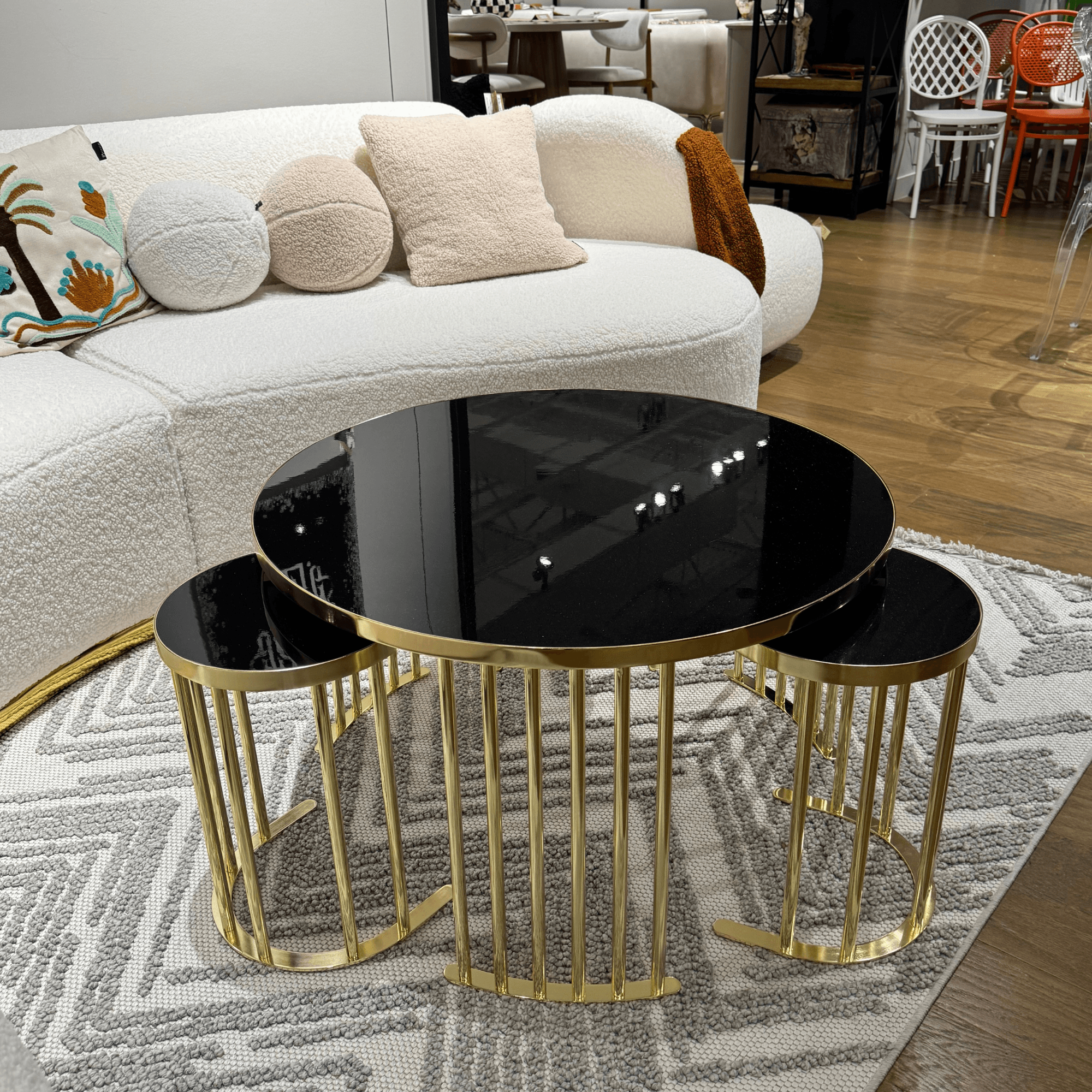 Ferozzi Black and Gold Nesting Coffee Table Set – A Sophisticated Blend of Luxury and Functionality