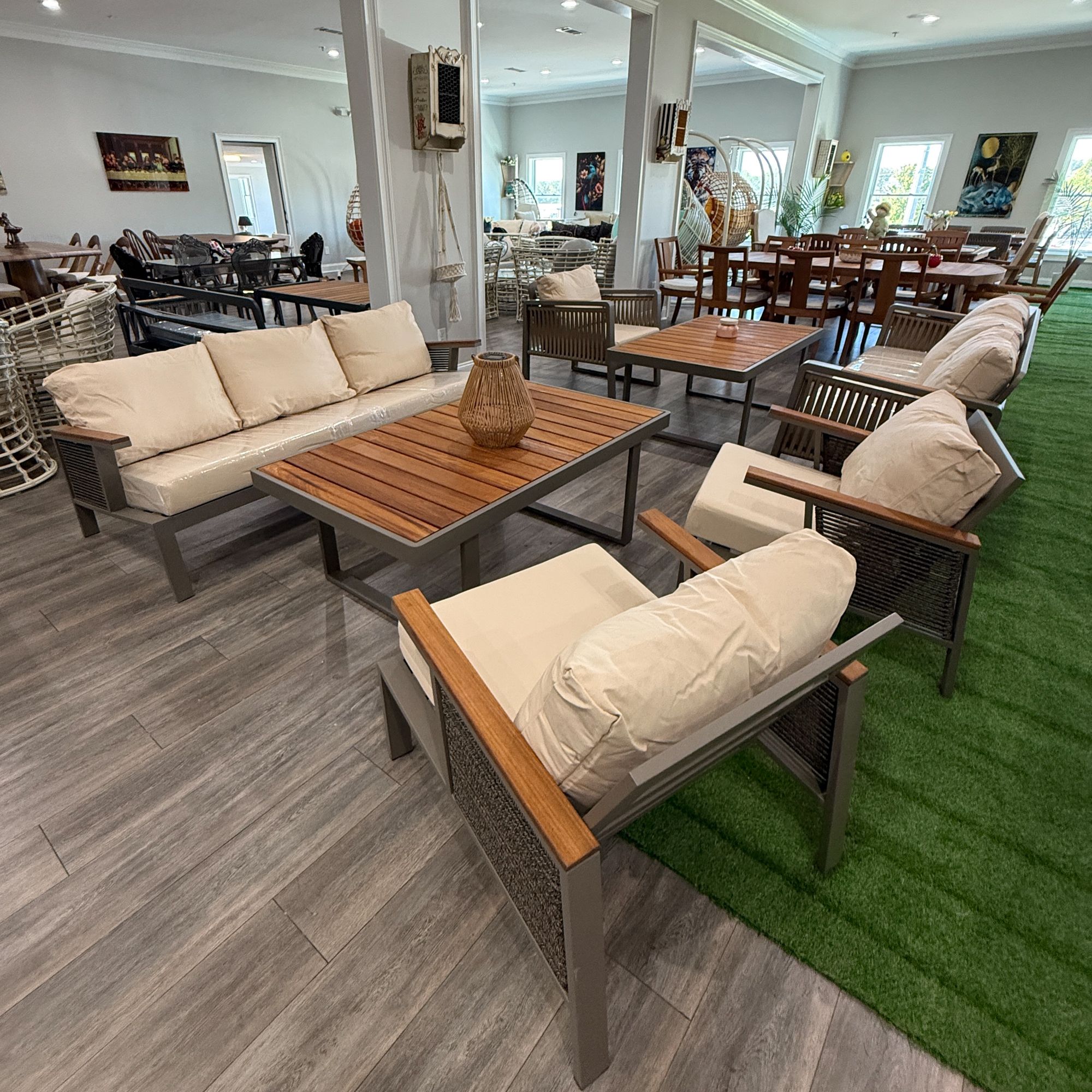 Relax Wooden Garden Patio 3+1+1 Sofa and Table Set
