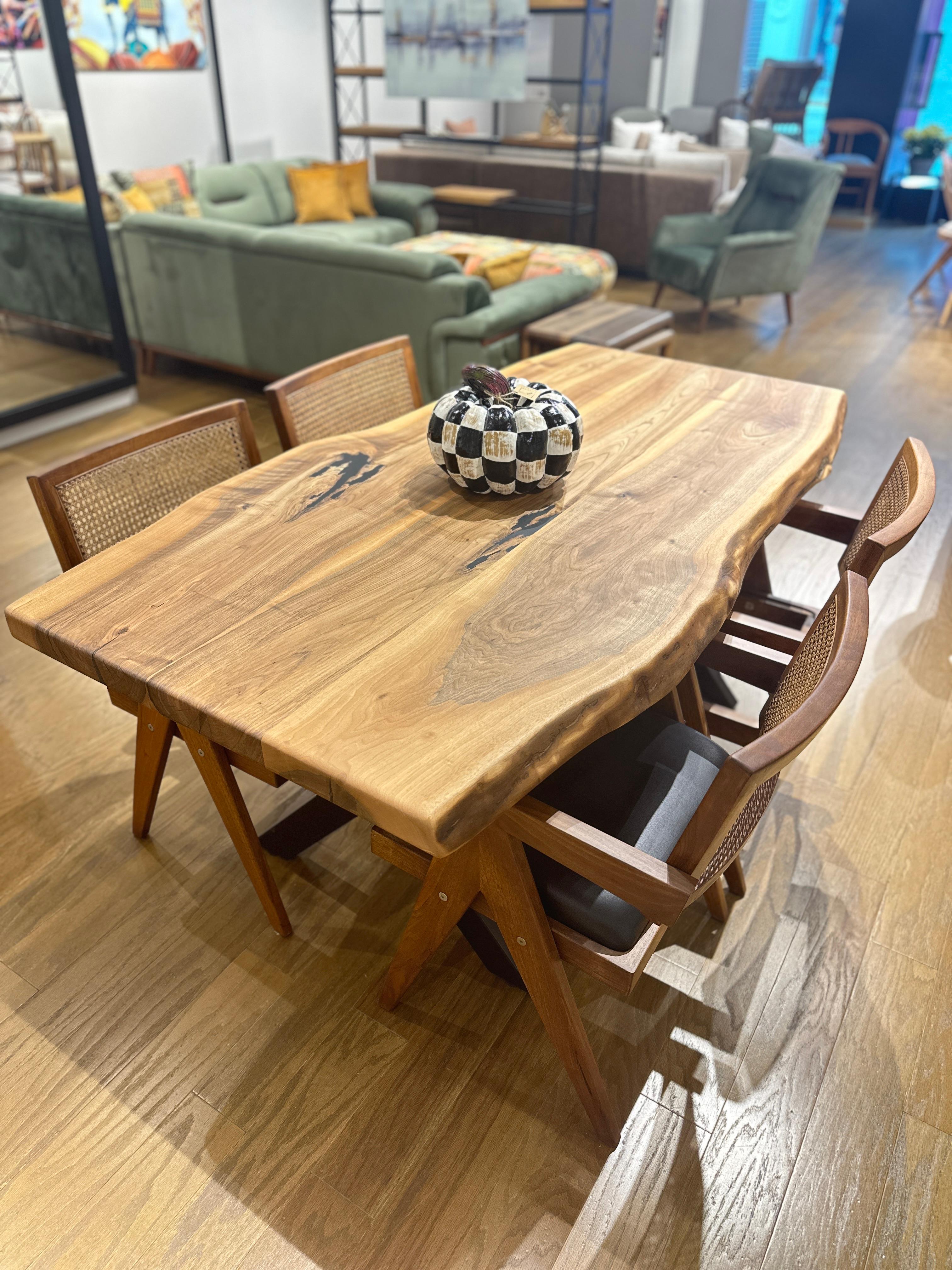 Live Edge Walnut Dining Table - Handcrafted Rustic Elegance | 69" x 37" x 30"