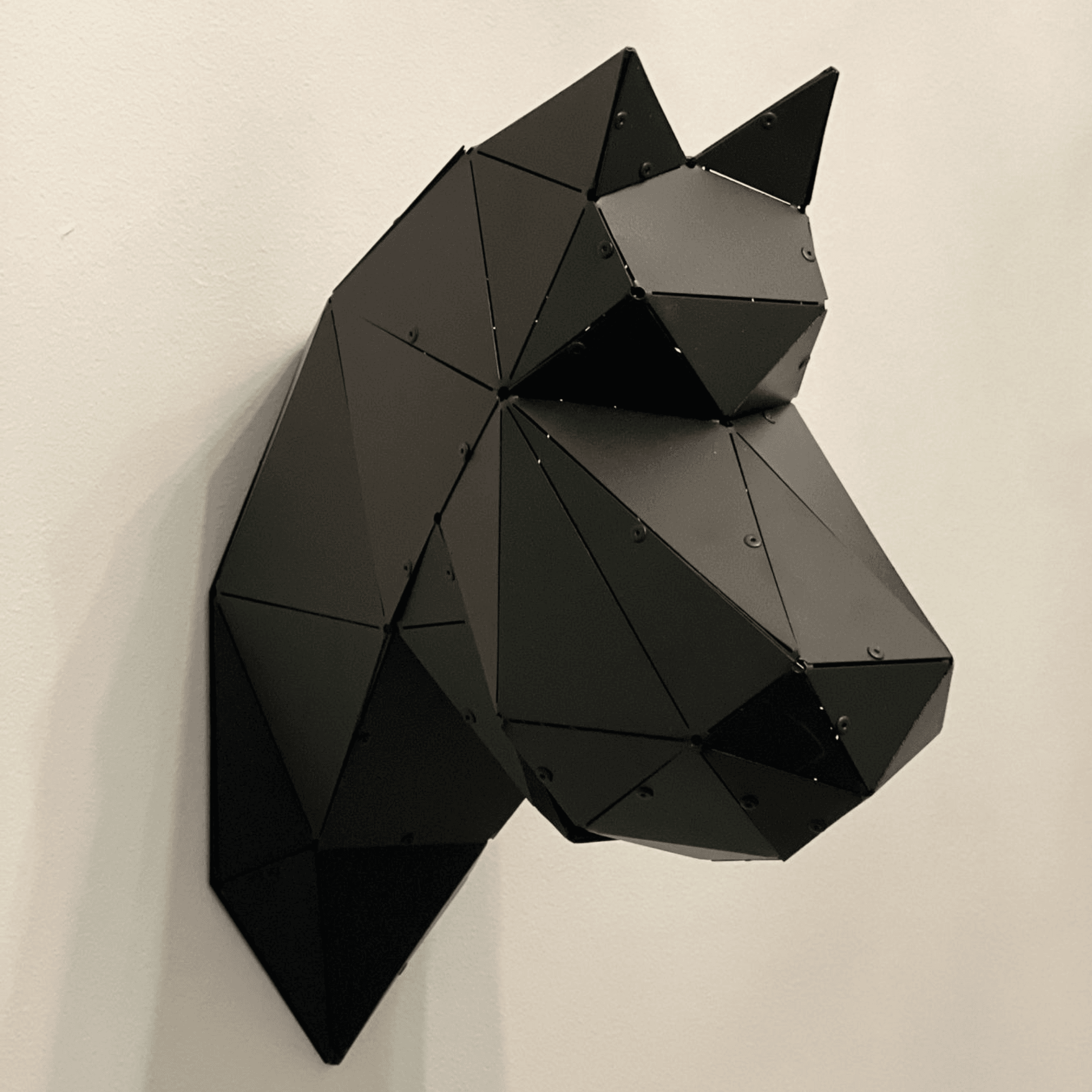 Ferozzi Stainless Steel Geometric Fox Head Sculpture Modern Wall Art
