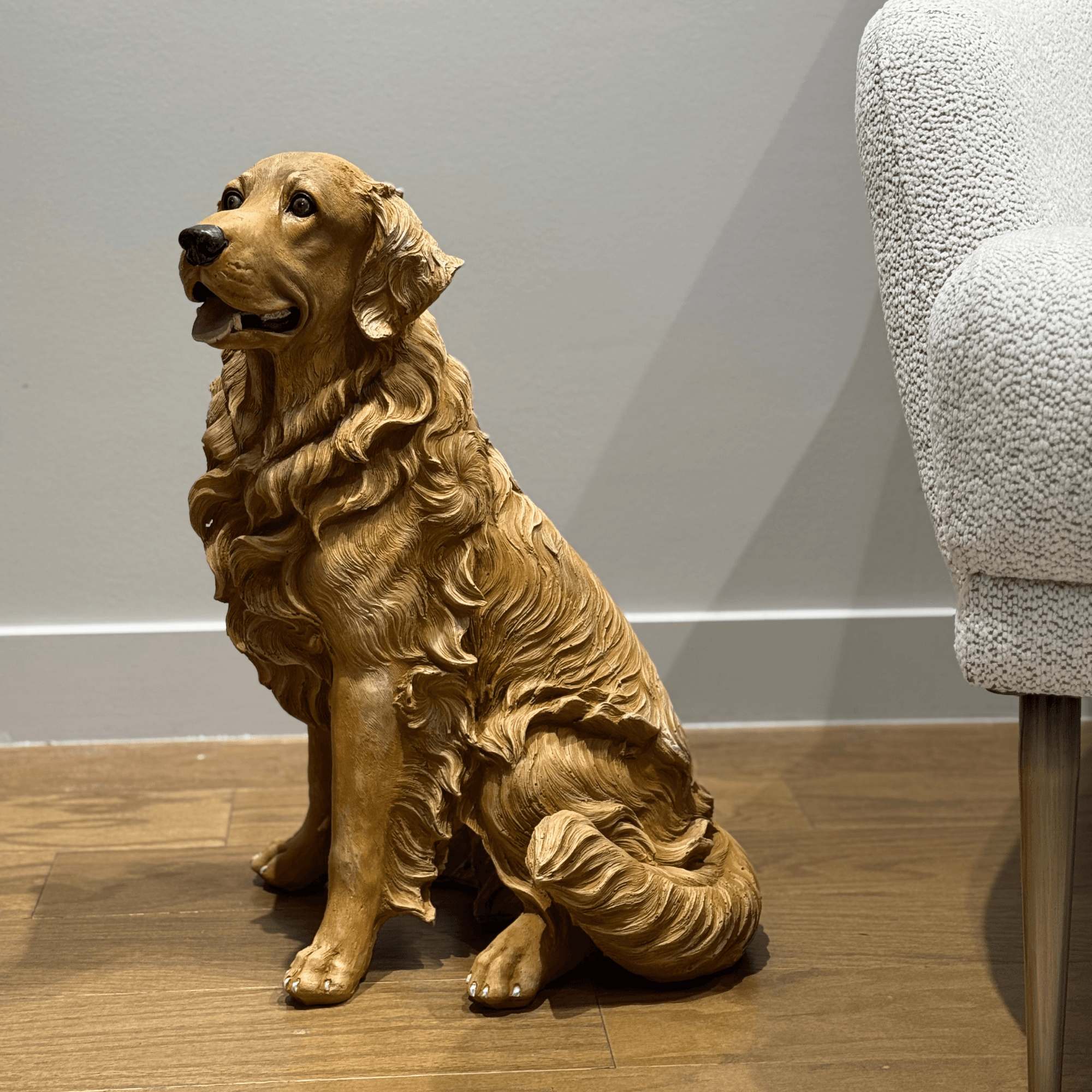 Handmade Golden Retriever Dog Statue - Decorative Pet Sculpture for Home & Garden