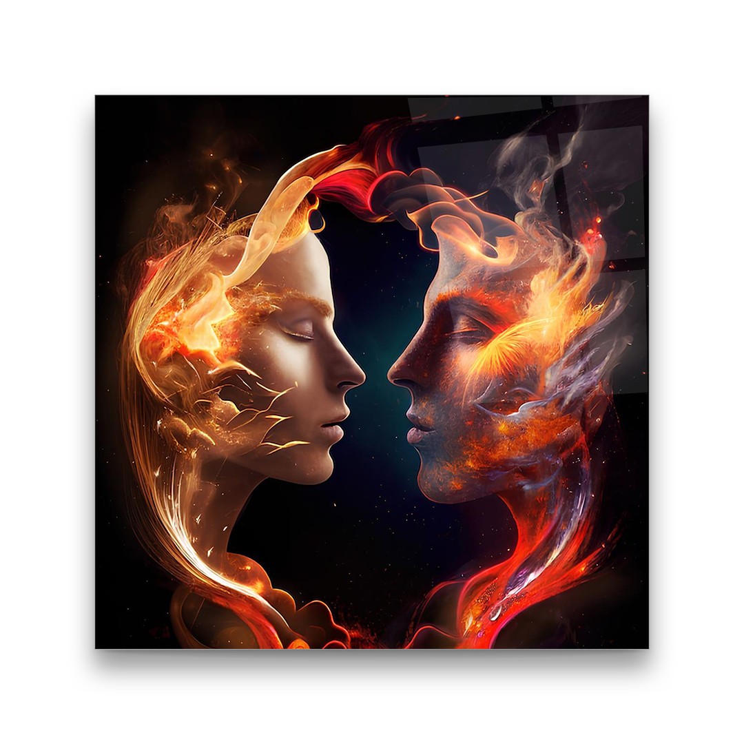 Rose and Thorn Flame - Square Glass Art