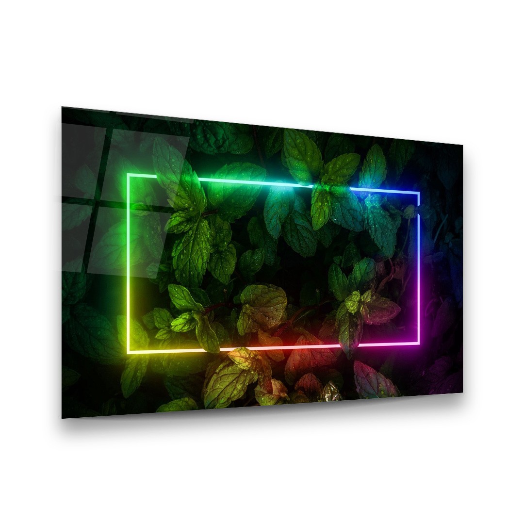 Green Leaves Manipulation - Horizontal Wall Glass Art