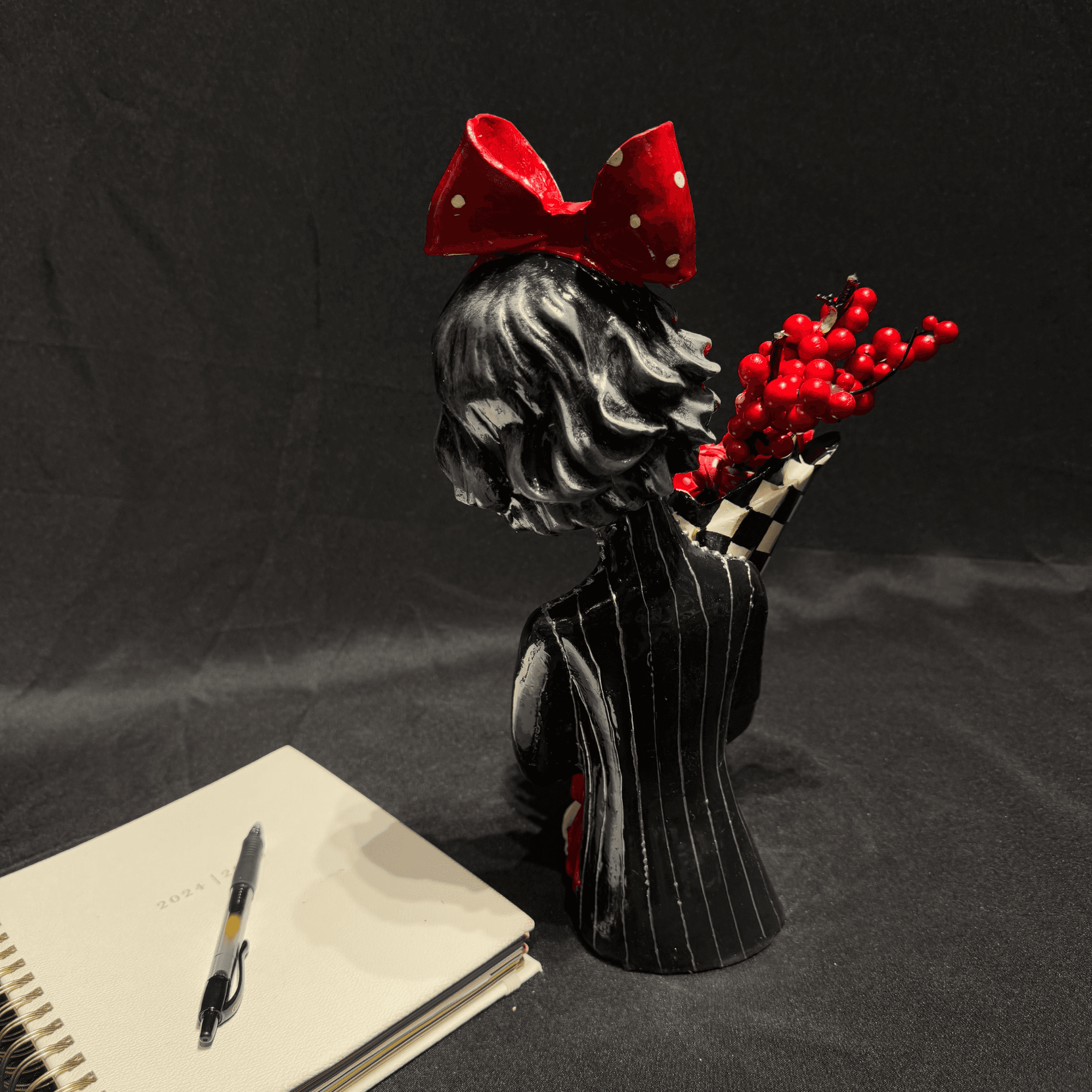 Red Elegance Lady Statue Handmade