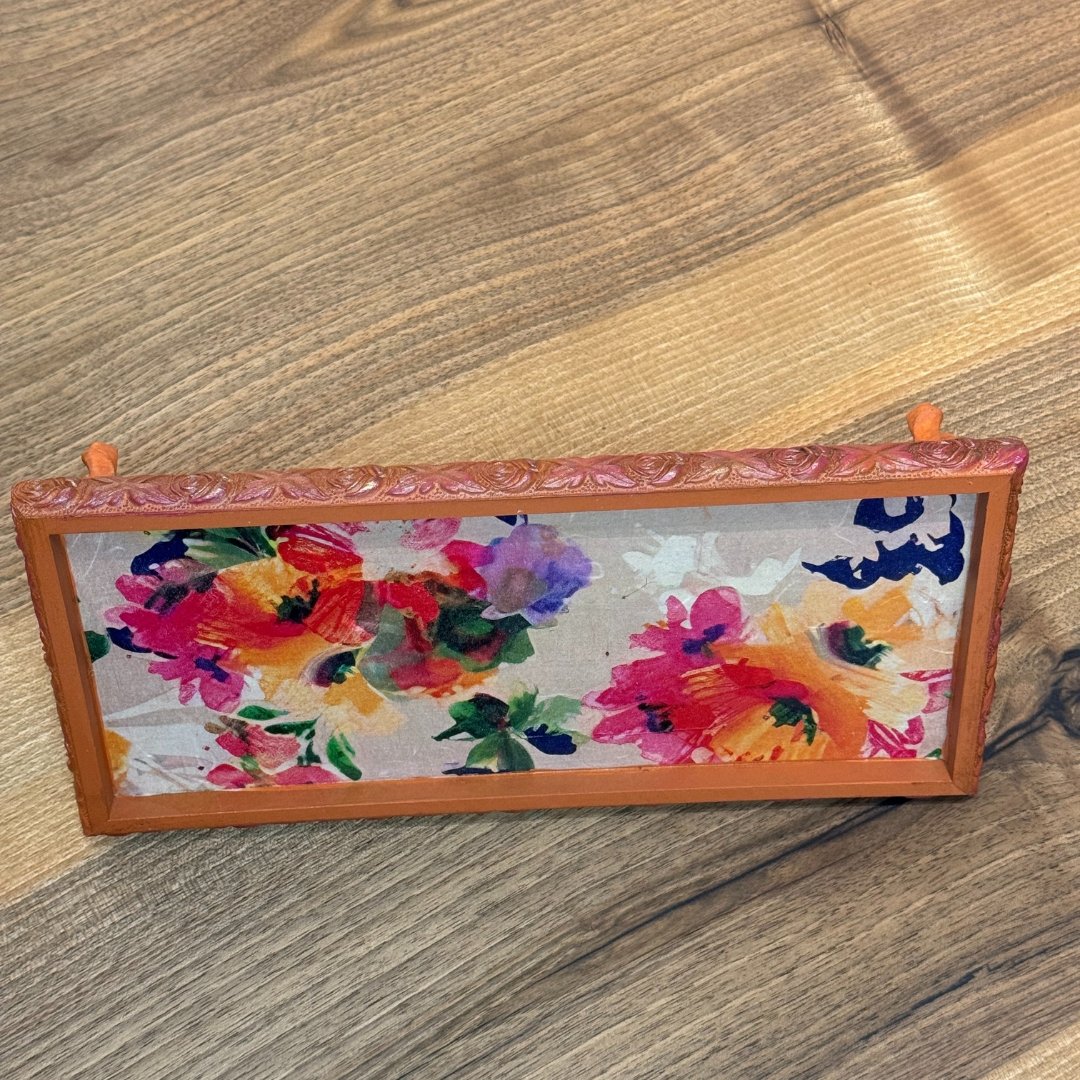 Handmade Decorative Coffee & Tea Serving Tray - Elegant Design for Special Occasions - Blue - Orange