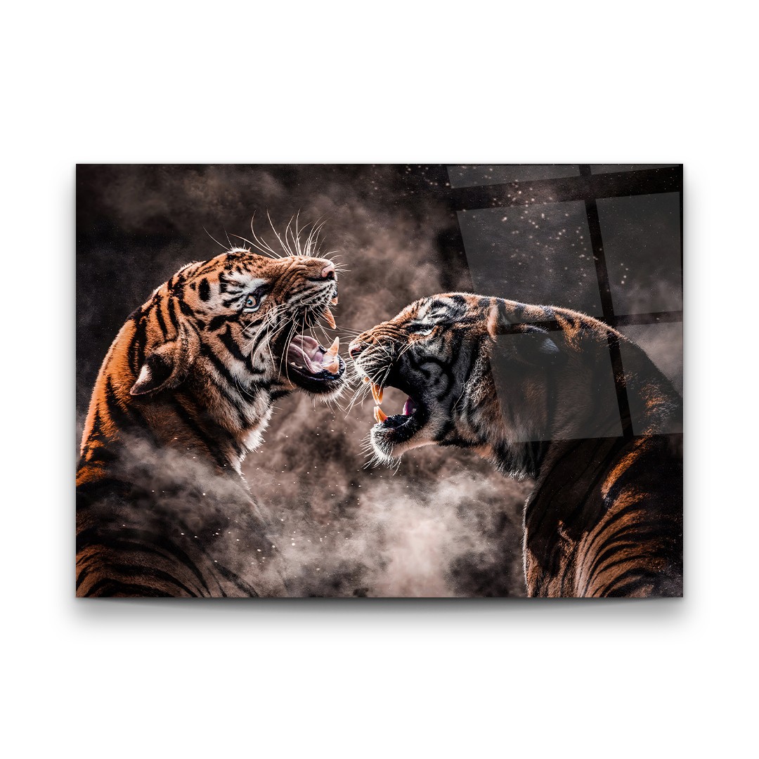 Warrior Tigers - Horizontal Glass Art