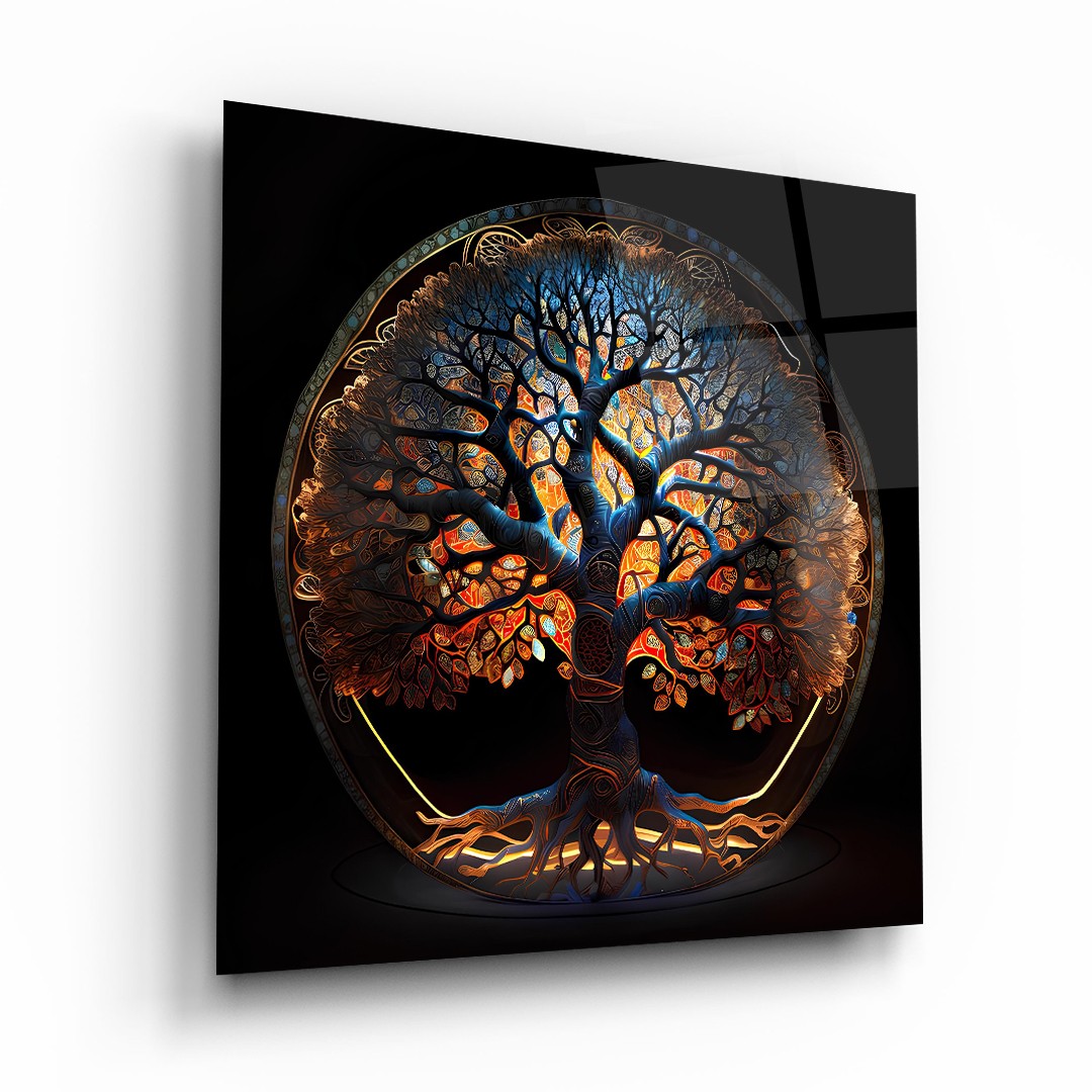 Tree of Life 3 - Square Wall Glass Art