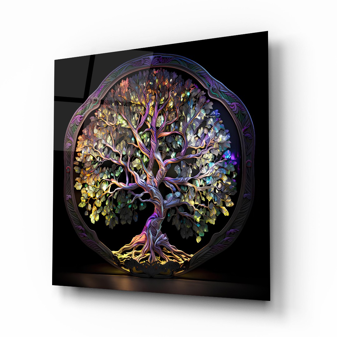 Tree of Life 2 - Square Wall Glass Art