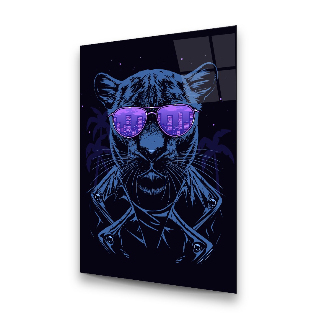 Panther Illustration - Rectangle Wall Glass Art