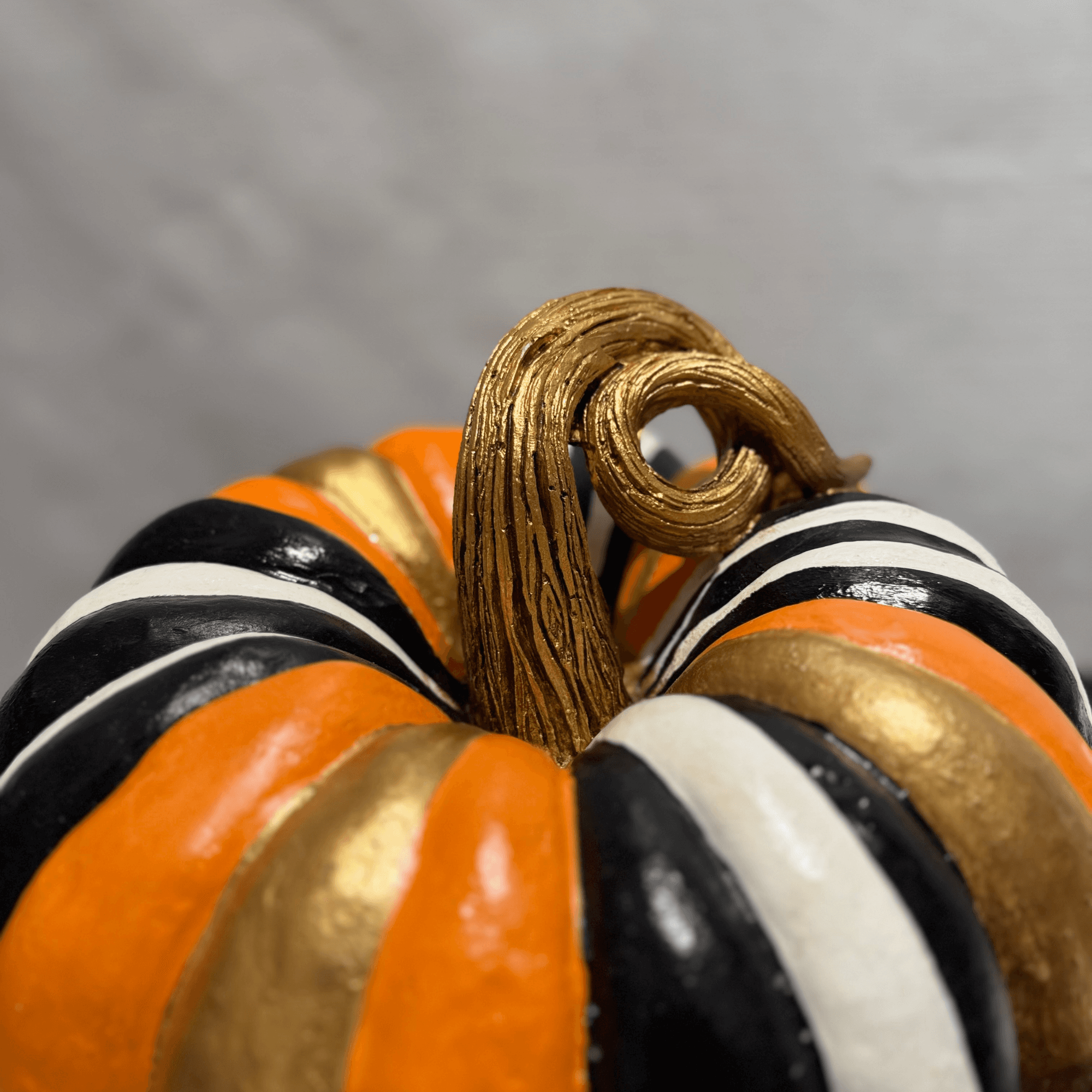 Ferozzi Handmade Black, White, Orange, and Gold Pumpkin | Elegant Decorative Fall Accent