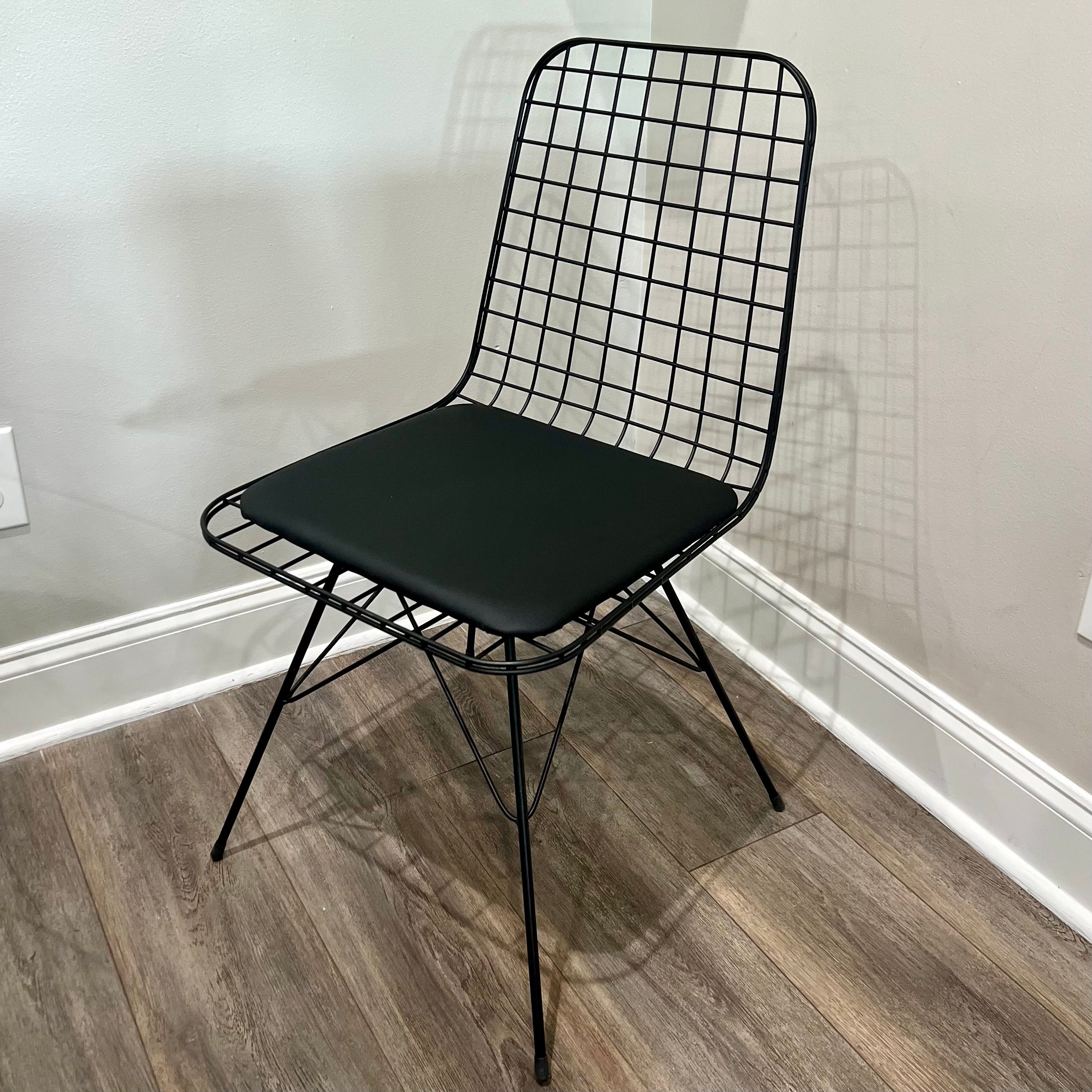 Ferozzi Modern Black Wire Dining Chair with Padded Seat
