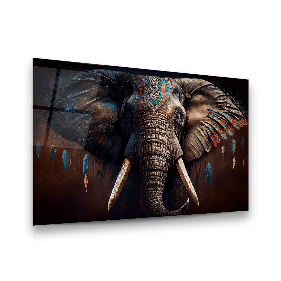 Elephant Portrait - Horizontal Glass Art