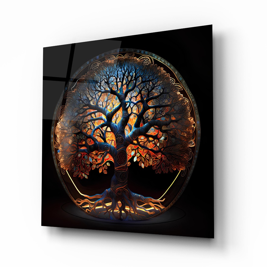 Tree of Life 3 - Square Wall Glass Art