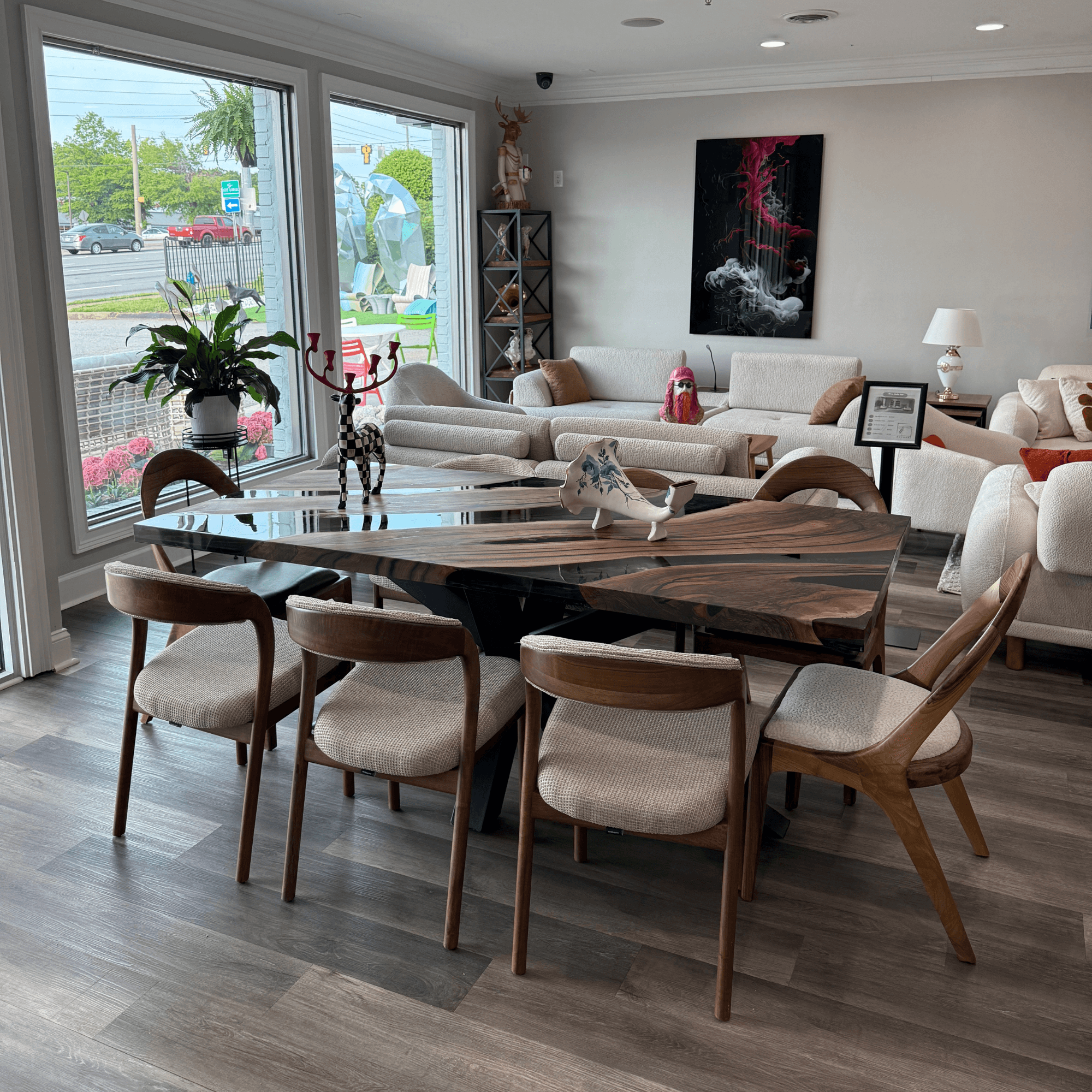 Handmade Black Transparent Epoxy Walnut Table