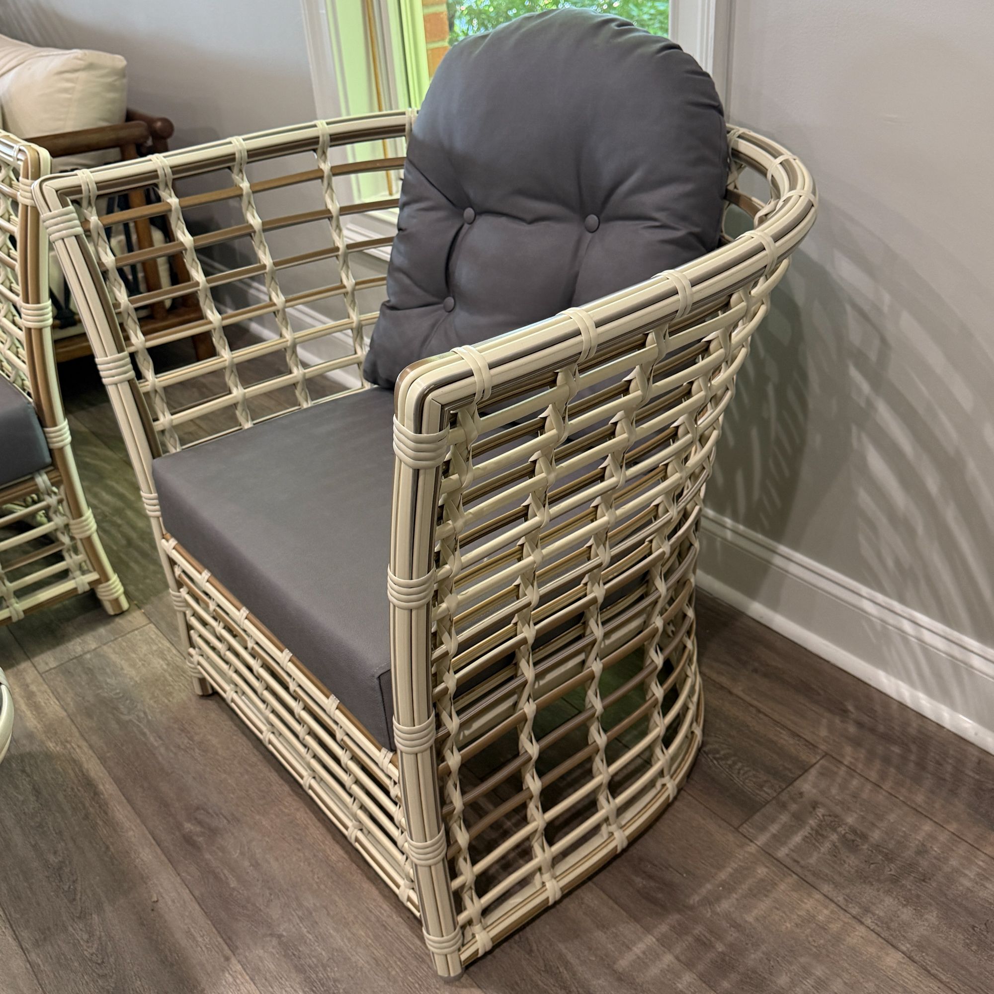 Black Rattan Garden Patio 3+1+1 Sofa and Table Set