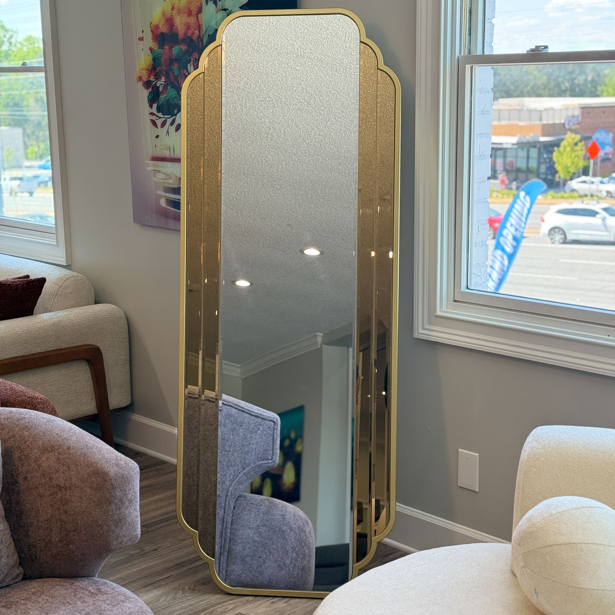 Rectangle Gold Framed full-length Mirror