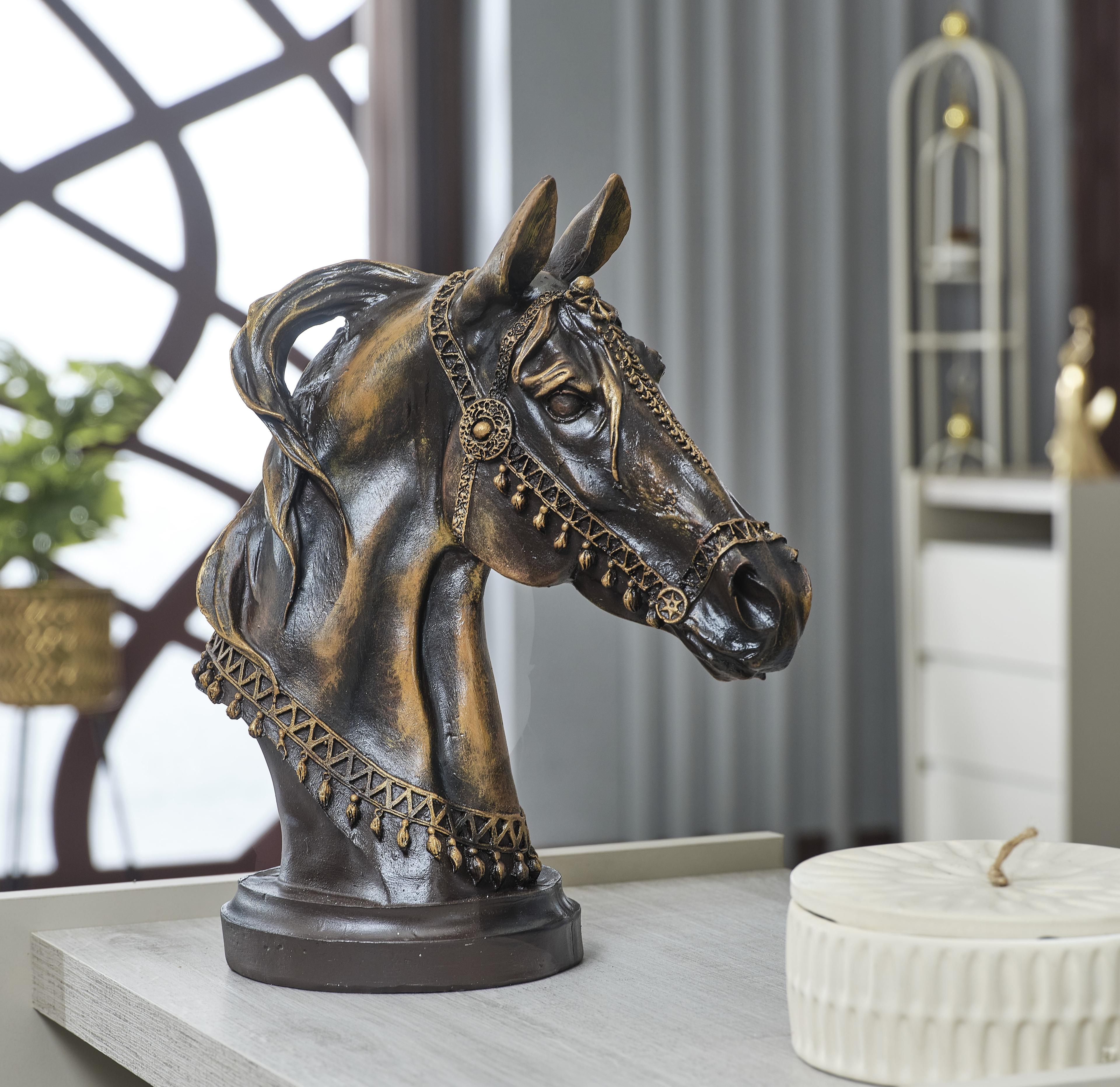 Horse Head Statue 13.8" (Handmade) - 11.8Wx13.8H