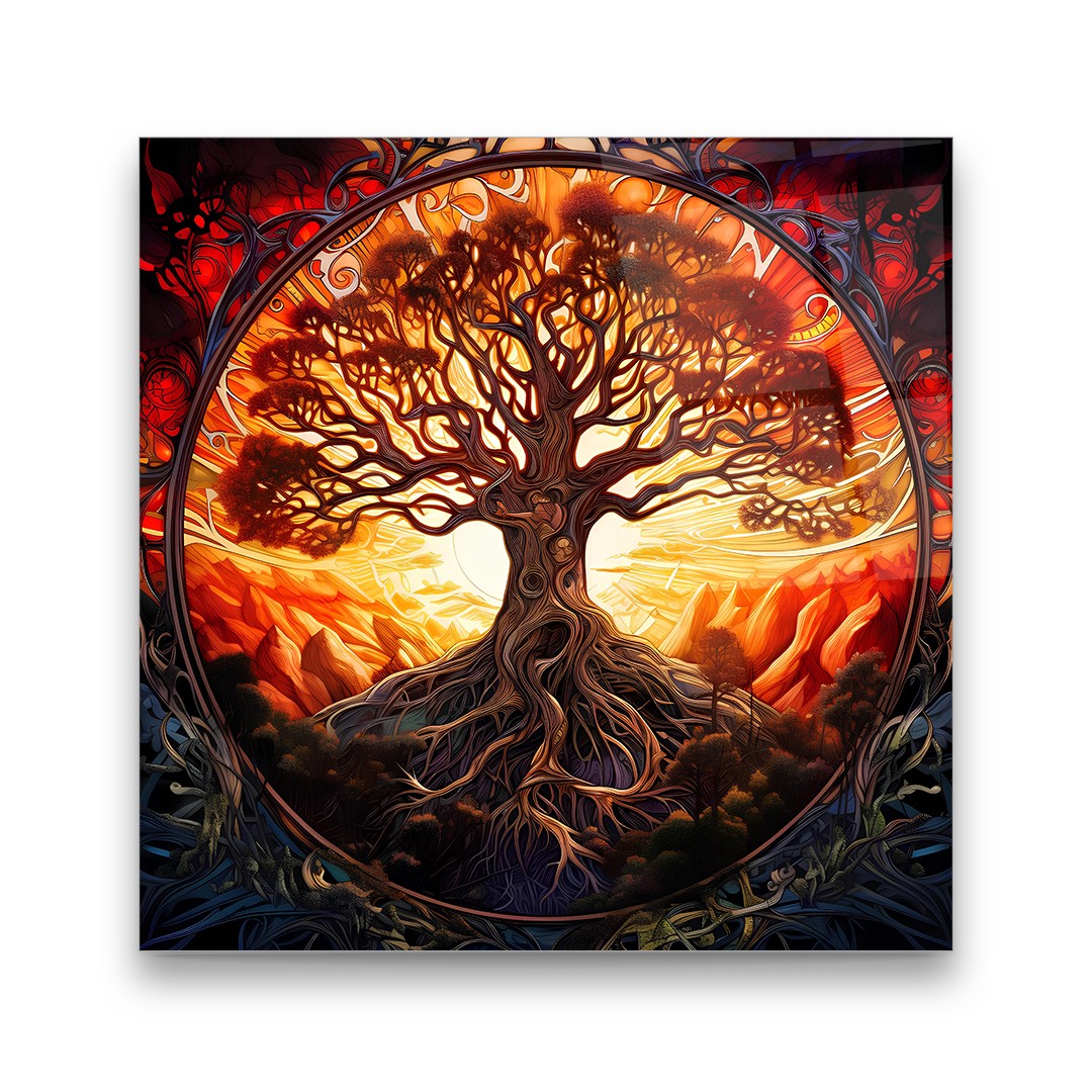 Tree of Life 8 - Square Glass Art