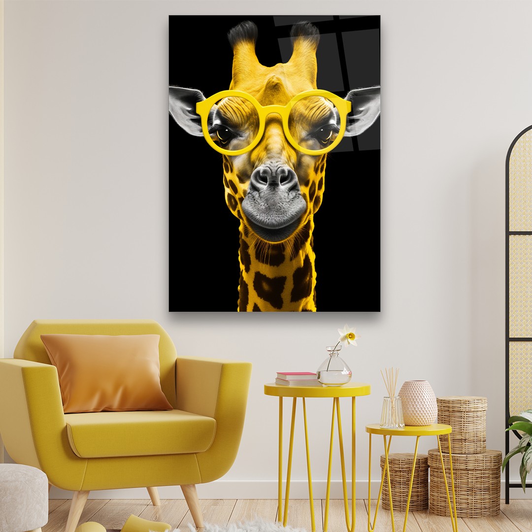 Fun Giraffe - Rectangle Glass Art