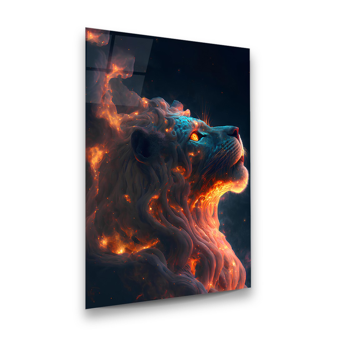 Flame and Tiger - Rectangle Wall Glass Art