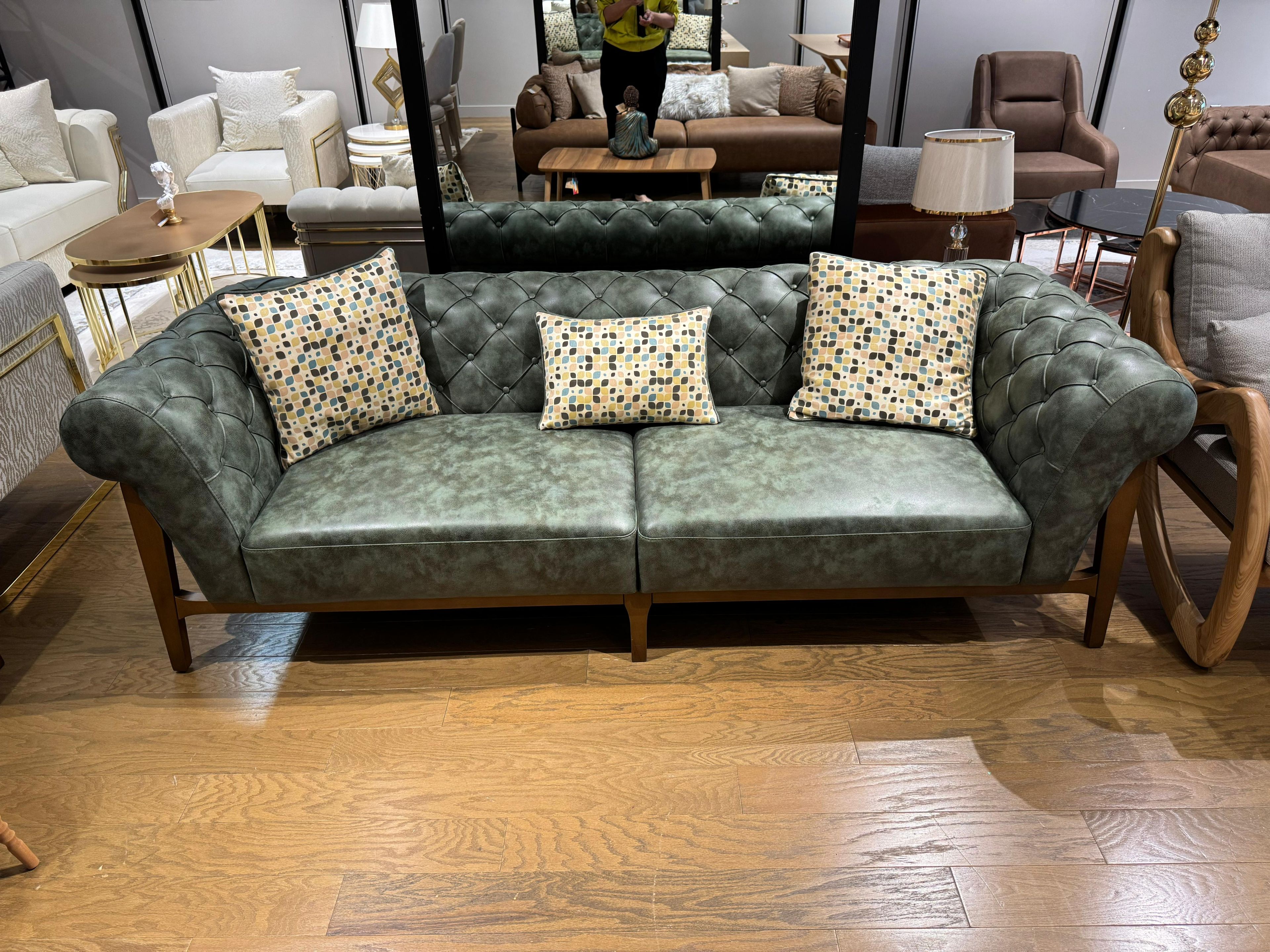Ferozzi Green Tufted Sofa