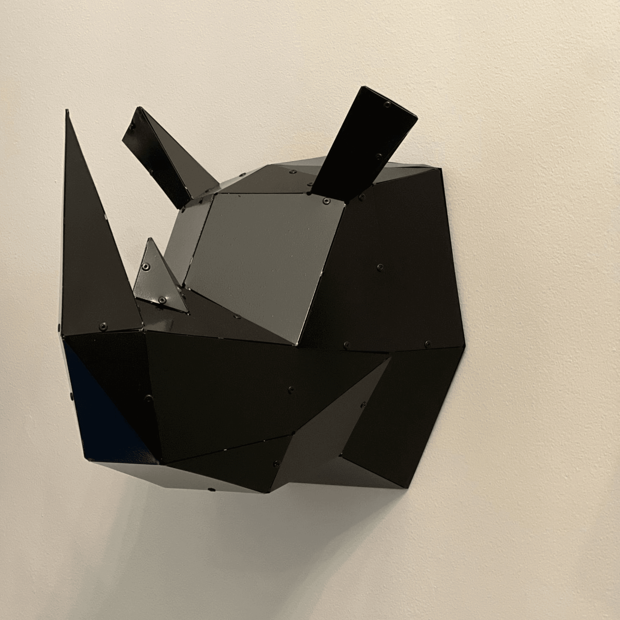 Ferozzi Stainless Steel Geometric Rhino Head Sculpture  Modern Wall Art