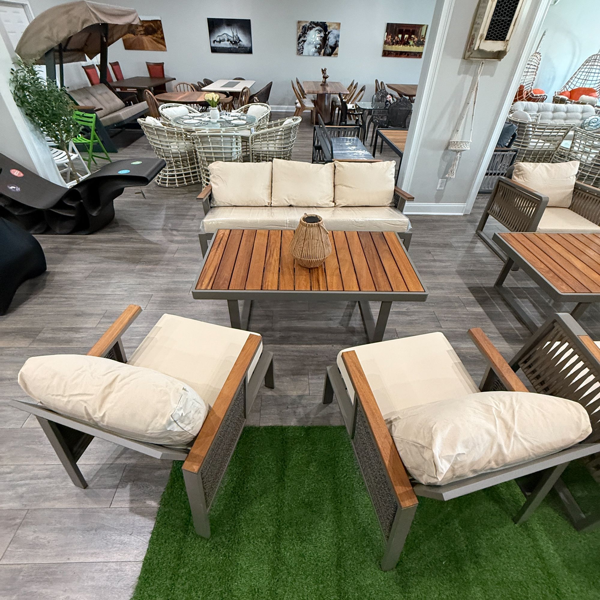Relax Wooden Garden Patio 3+1+1 Sofa and Table Set