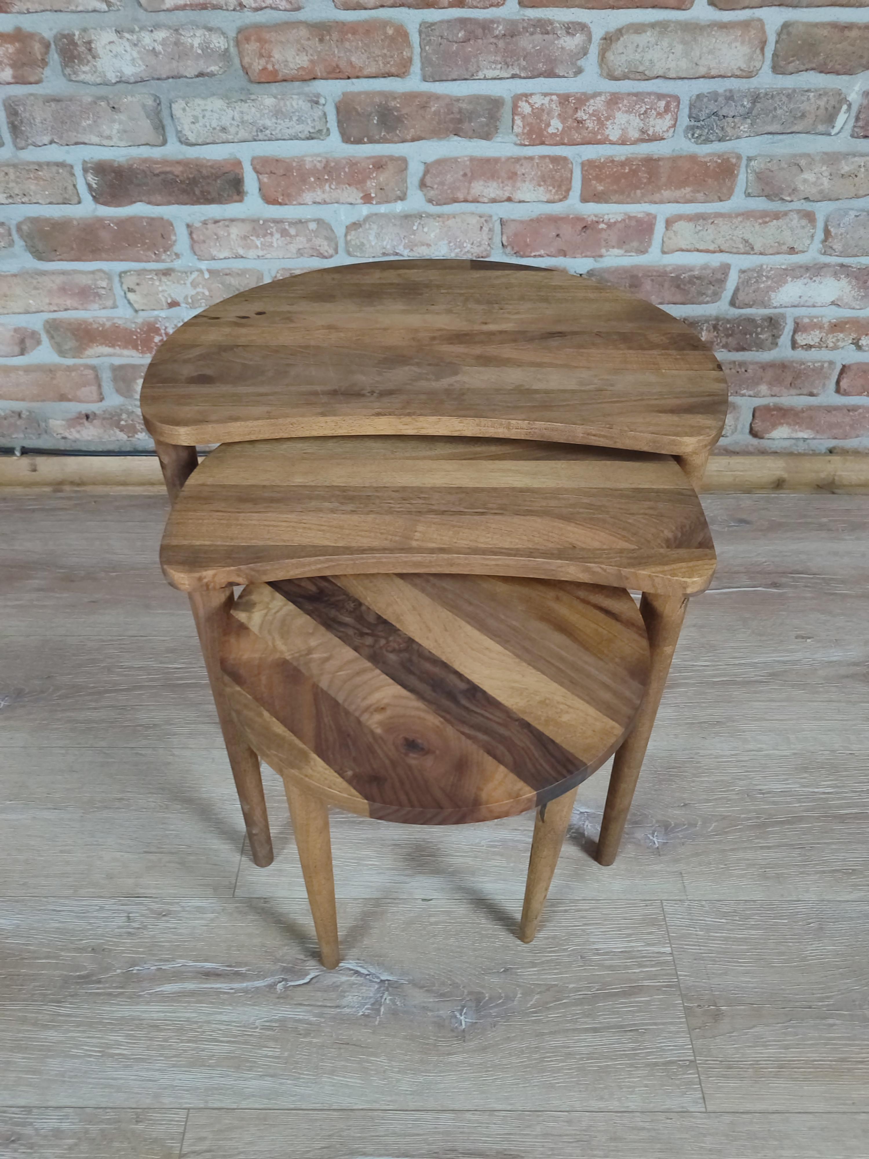 Walnut Bean Nesting Table Set