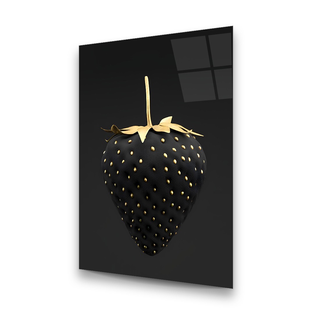 Strawberry Illustration - Rectangle Wall Glass Art