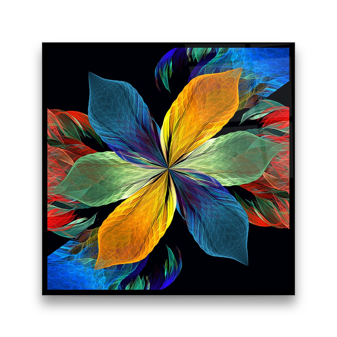 Flower Abstraction Illustration - Square Glass Art