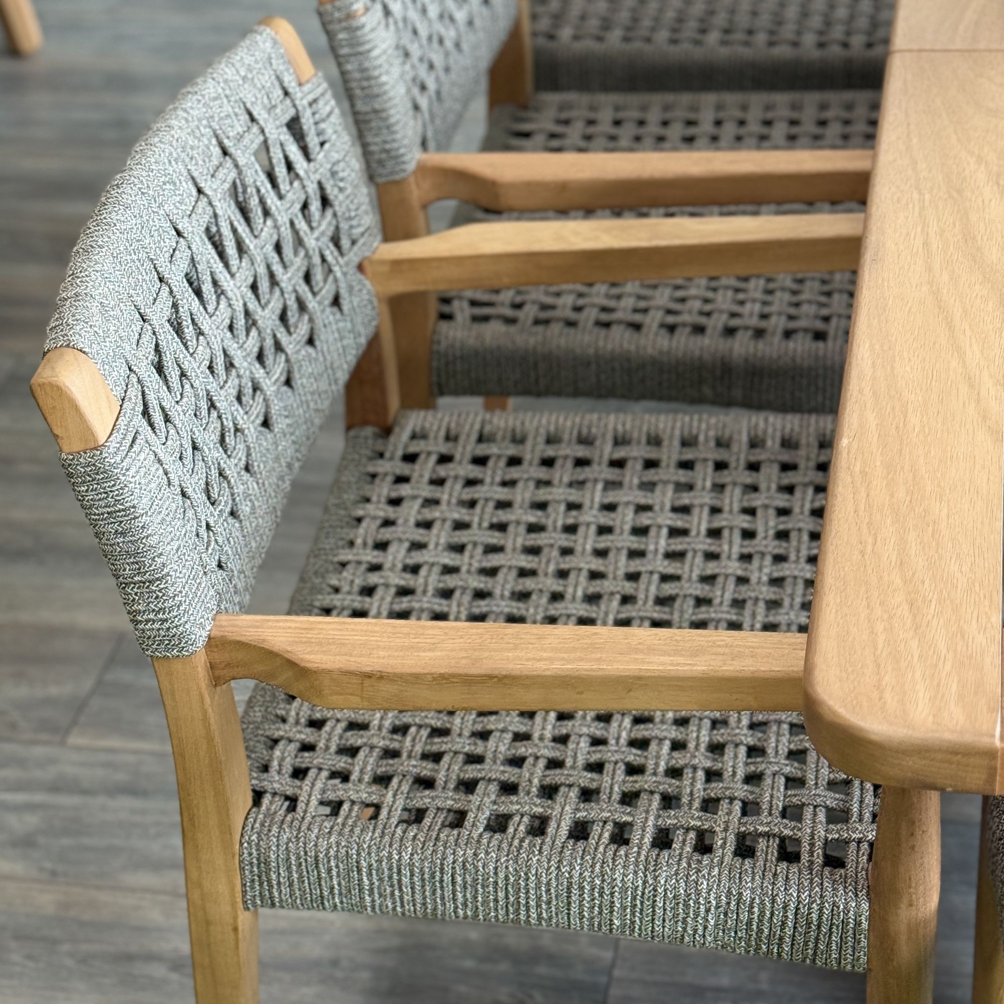Ferozzi Verona 8-Person Teak Dining Set – Handwoven Rope Chairs & Solid Teak Table