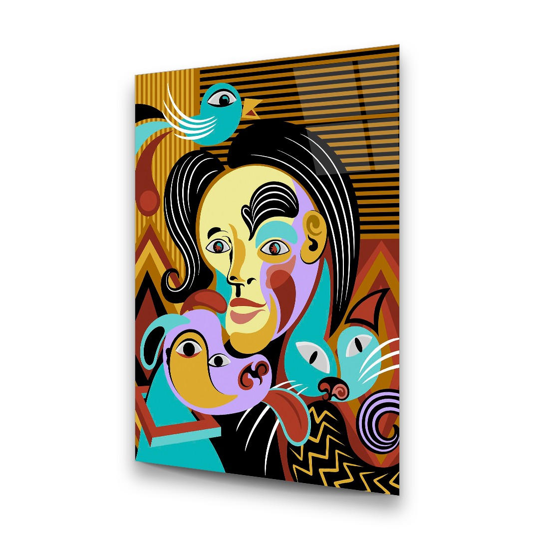 Picasso Style Abstract - Rectangle Wall Glass Art