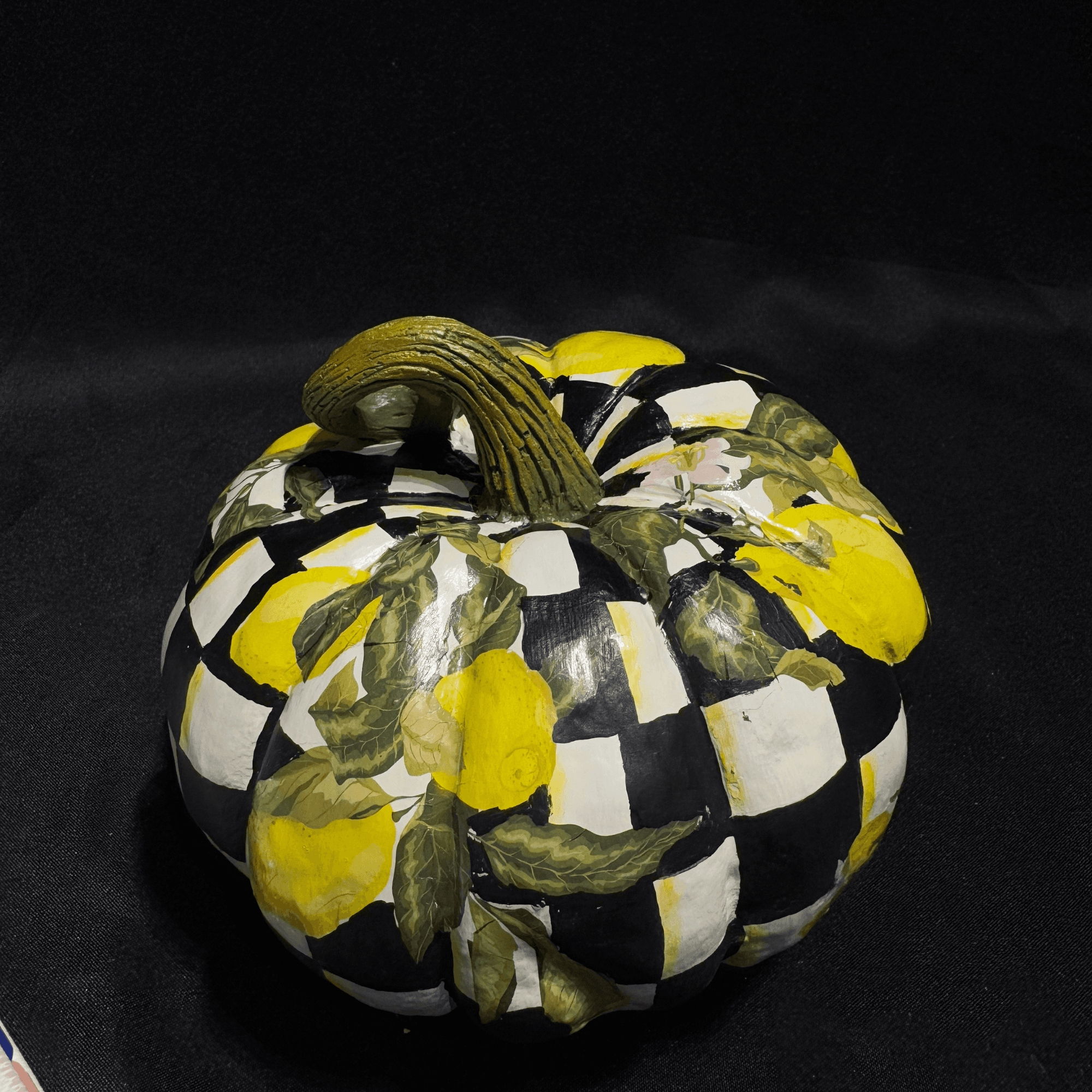 Ferozzi Decorative Pumpkin Sculpture with Yellow Floral Pattern – Handmade