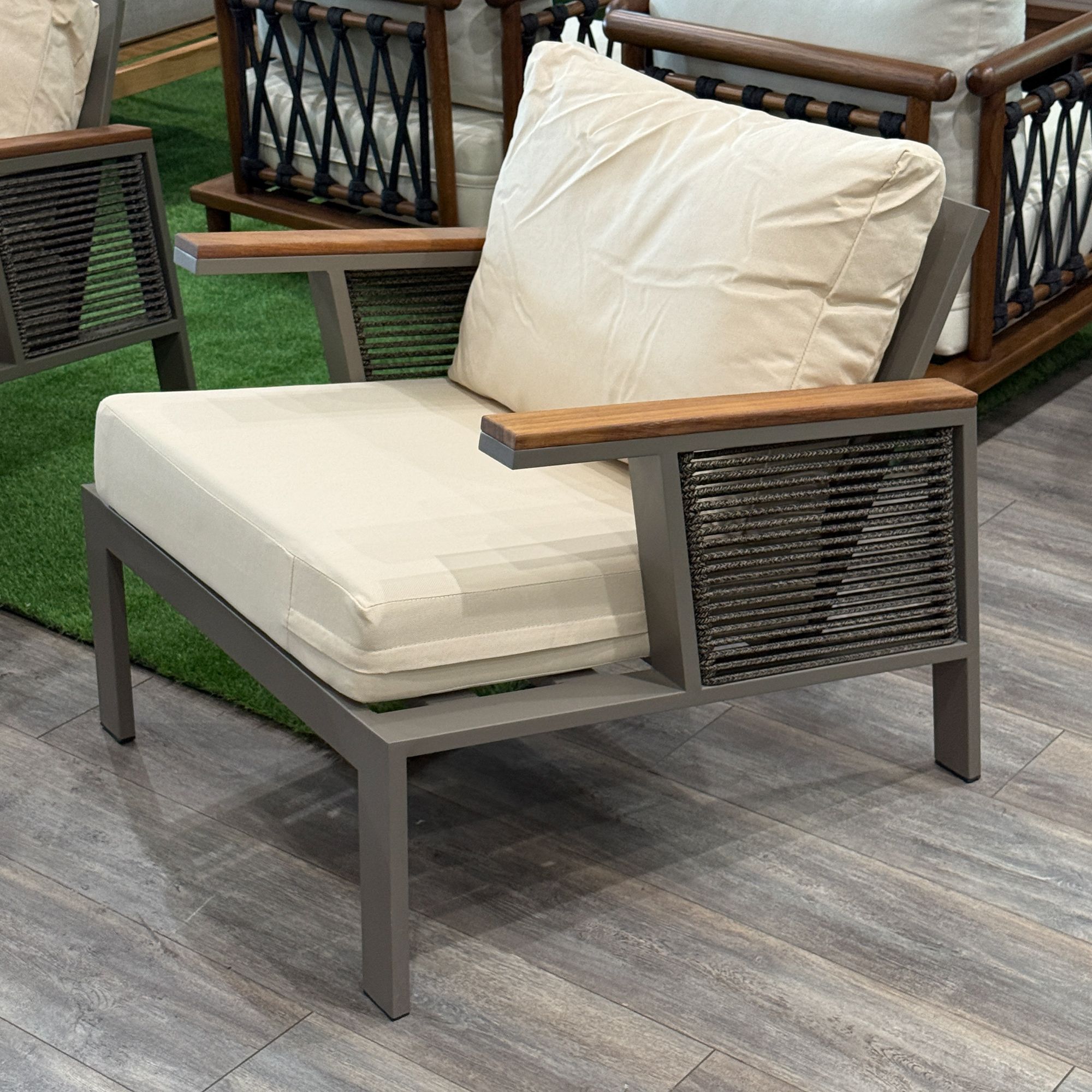 Relax Wooden Garden Patio 3+1+1 Sofa and Table Set