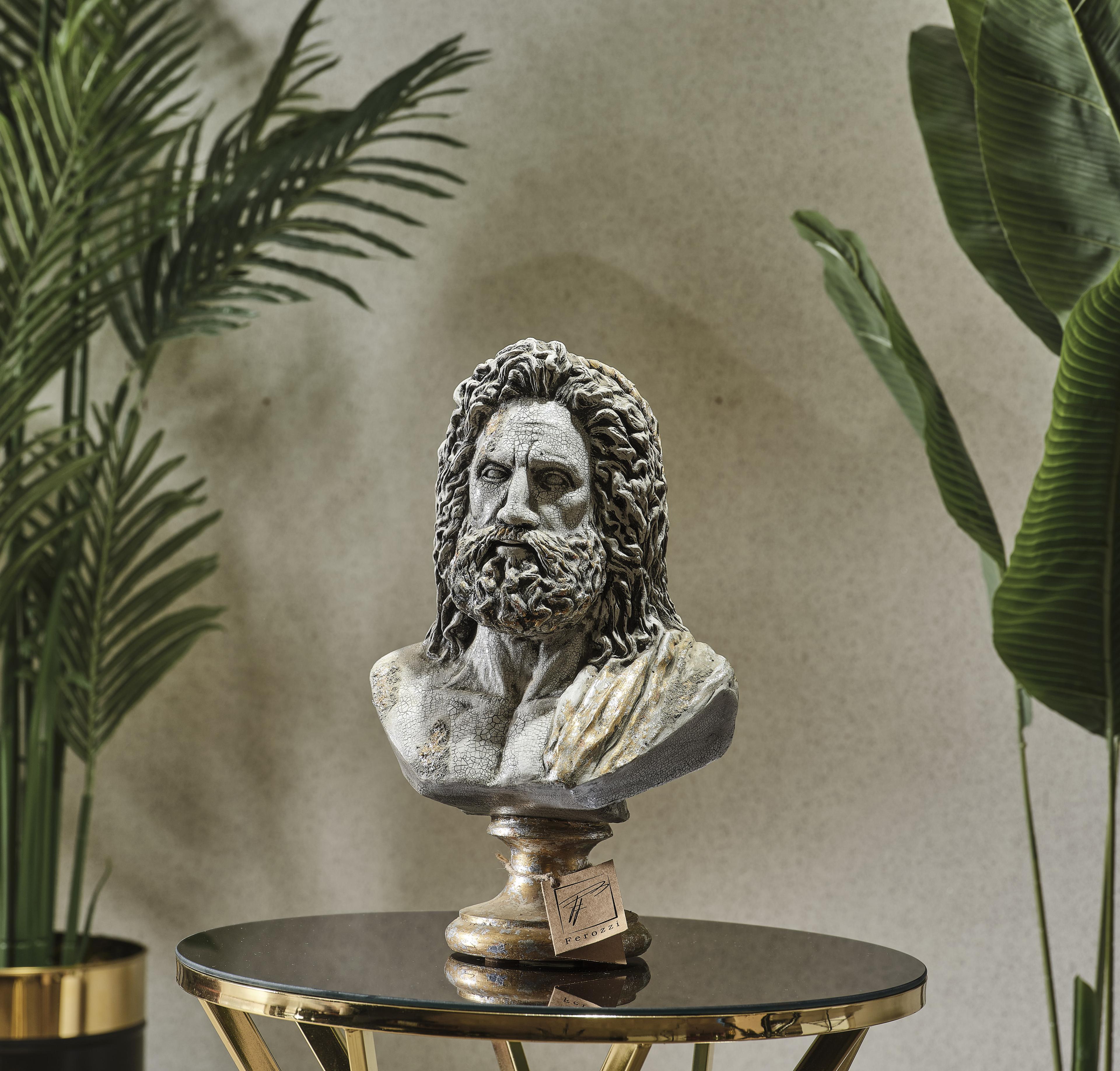 Zeus Bust Sculpture - Statue 14.1" (Handmade)