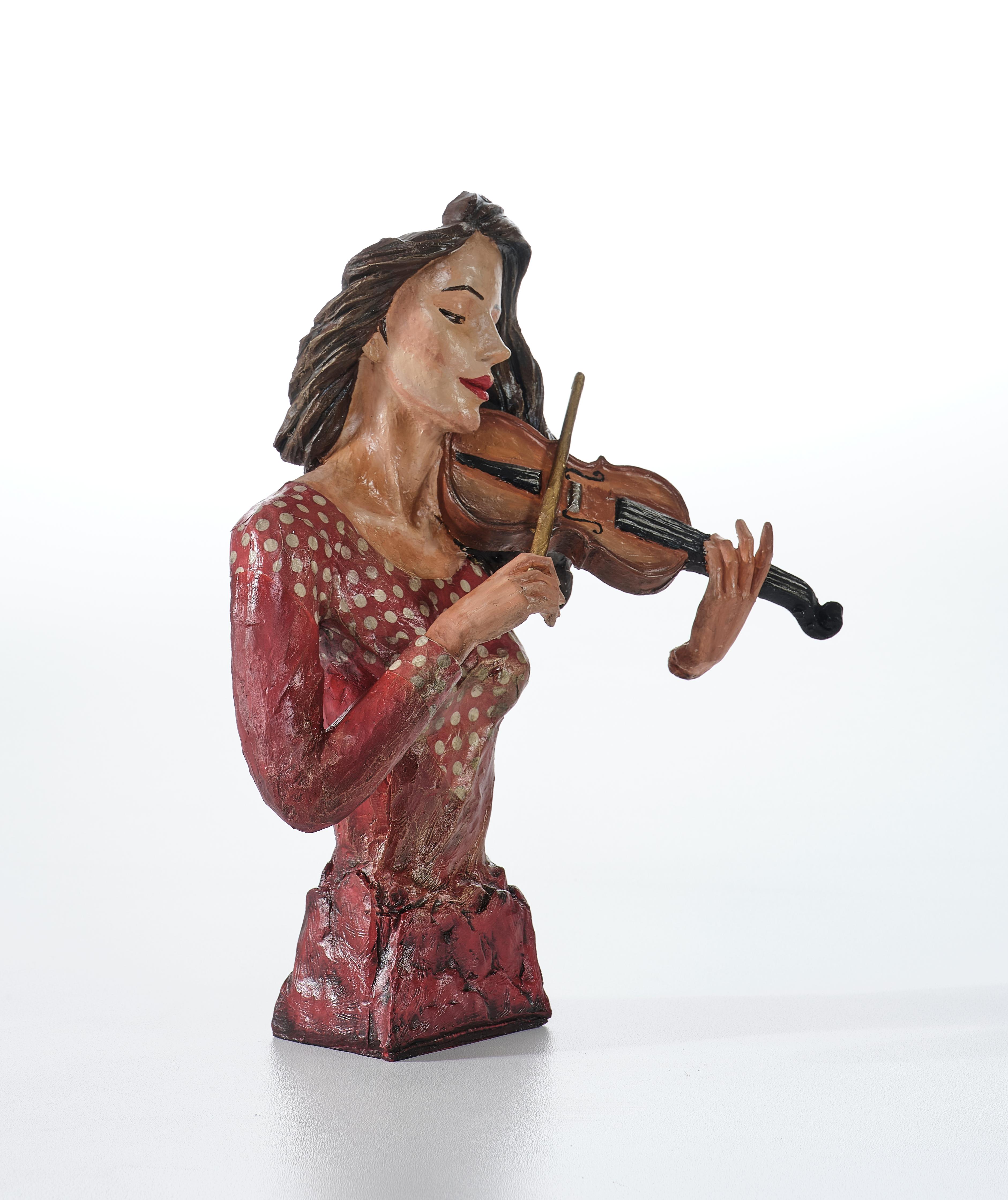 Woman Playing Violin Sculpture - Statue (Handmade)