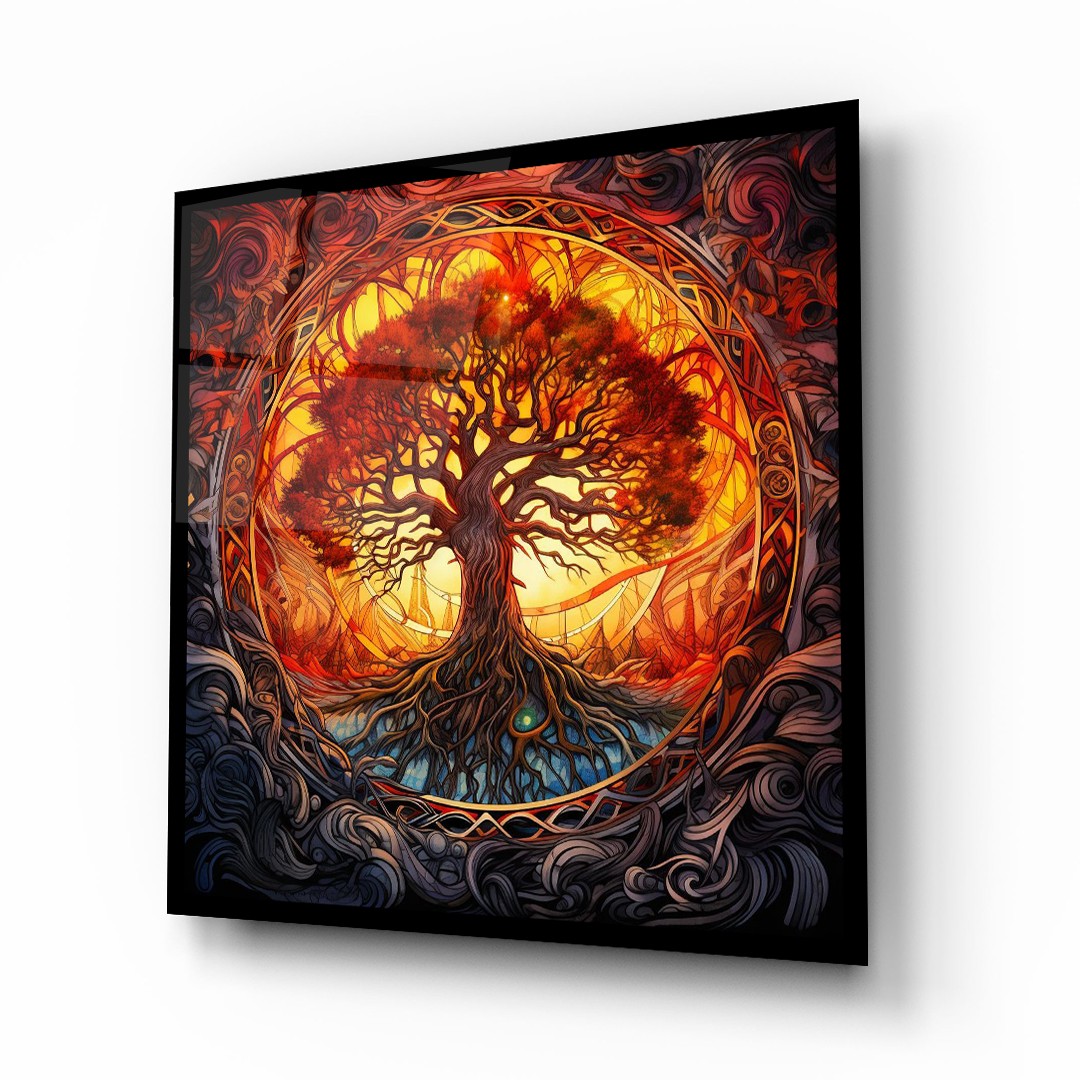 Tree of Lİfe 11 - Square Glass Art