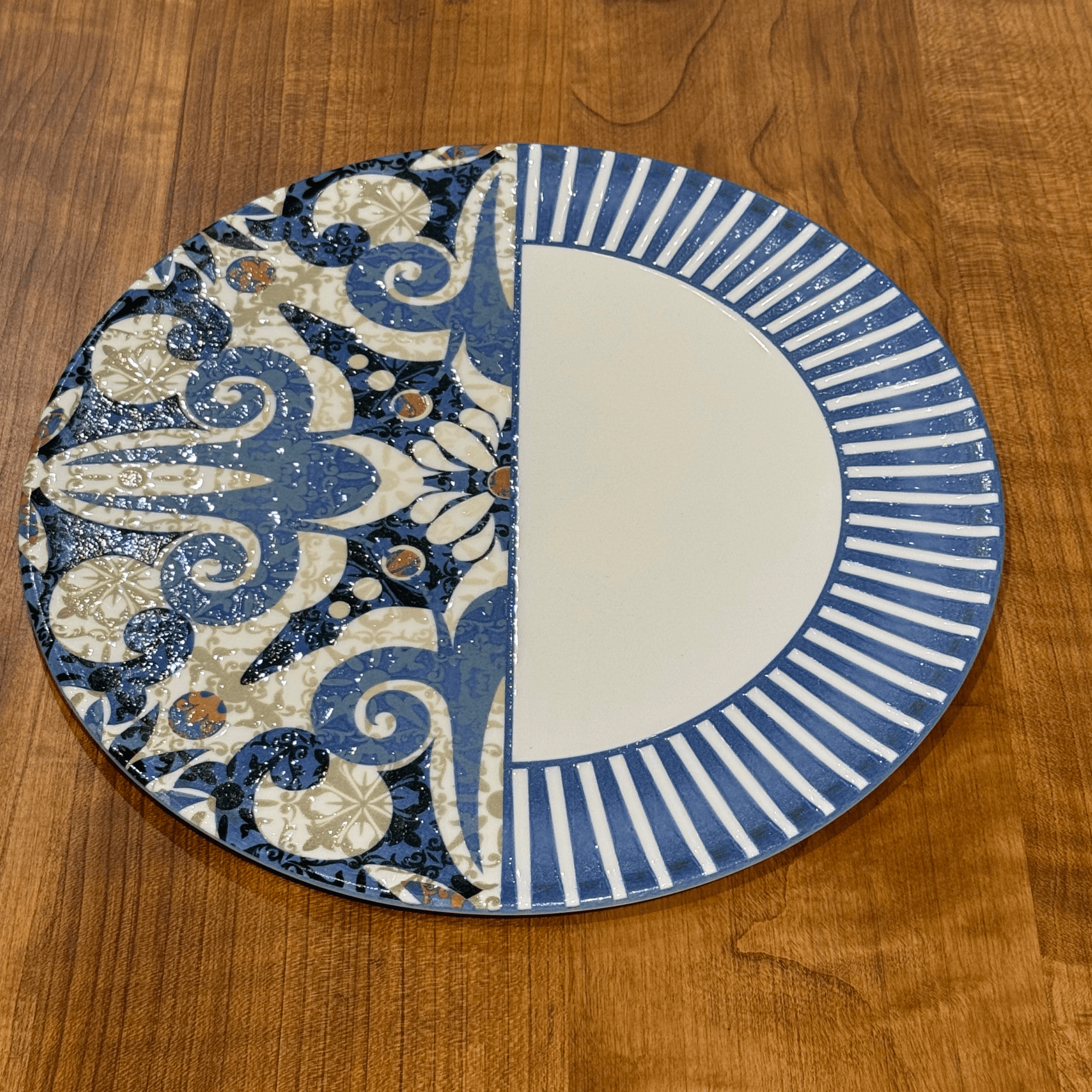 Digital Pattern Blue  Pizza Plate Set – 2 Pieces (32 CM) 