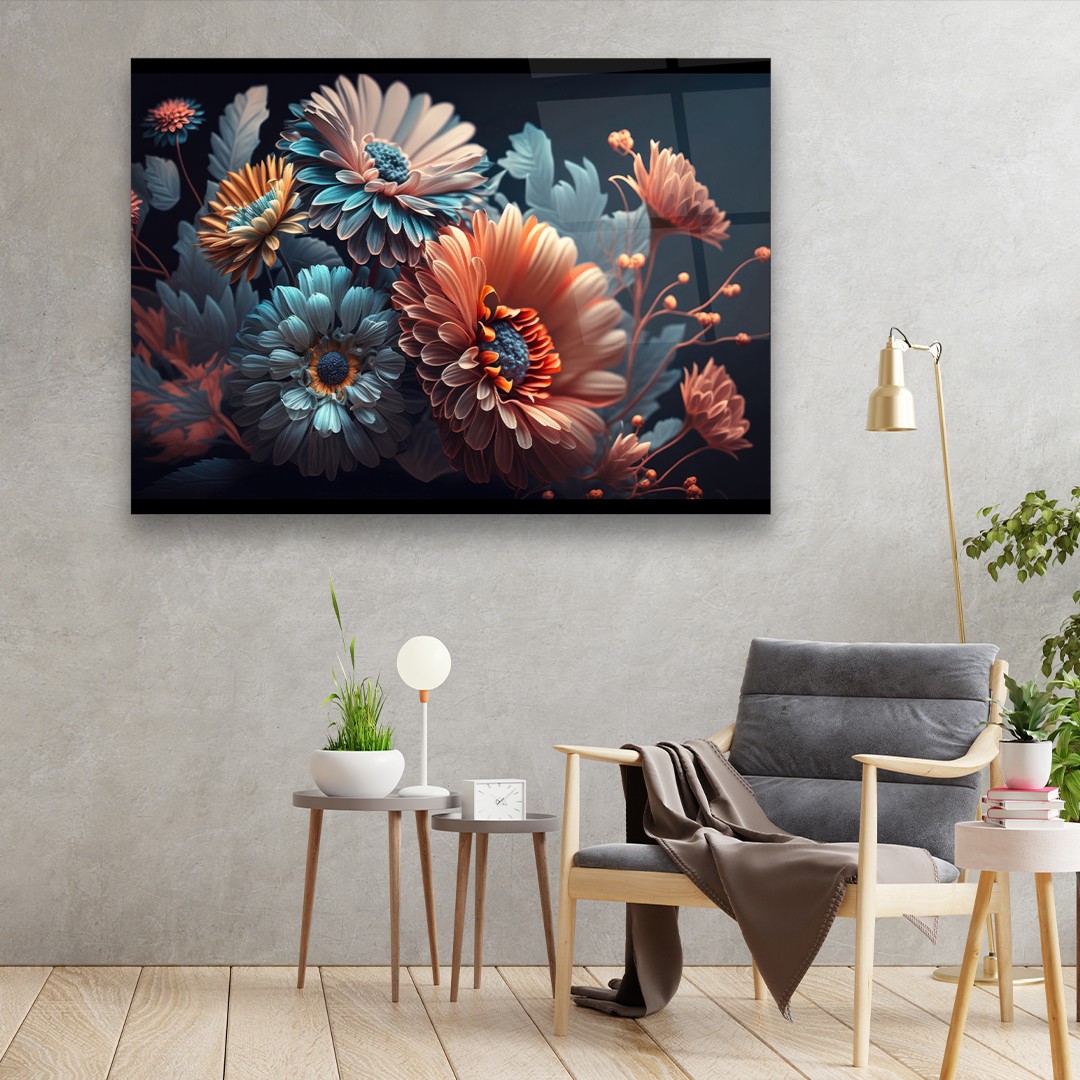 Flower Bouquet Manipulation - Horizontal Wall Glass Art