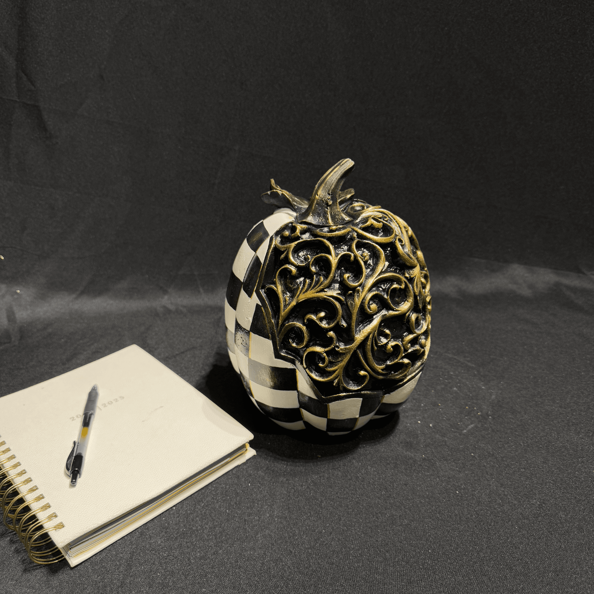 Mackenzie Black and White Apple Decorative Handmade
