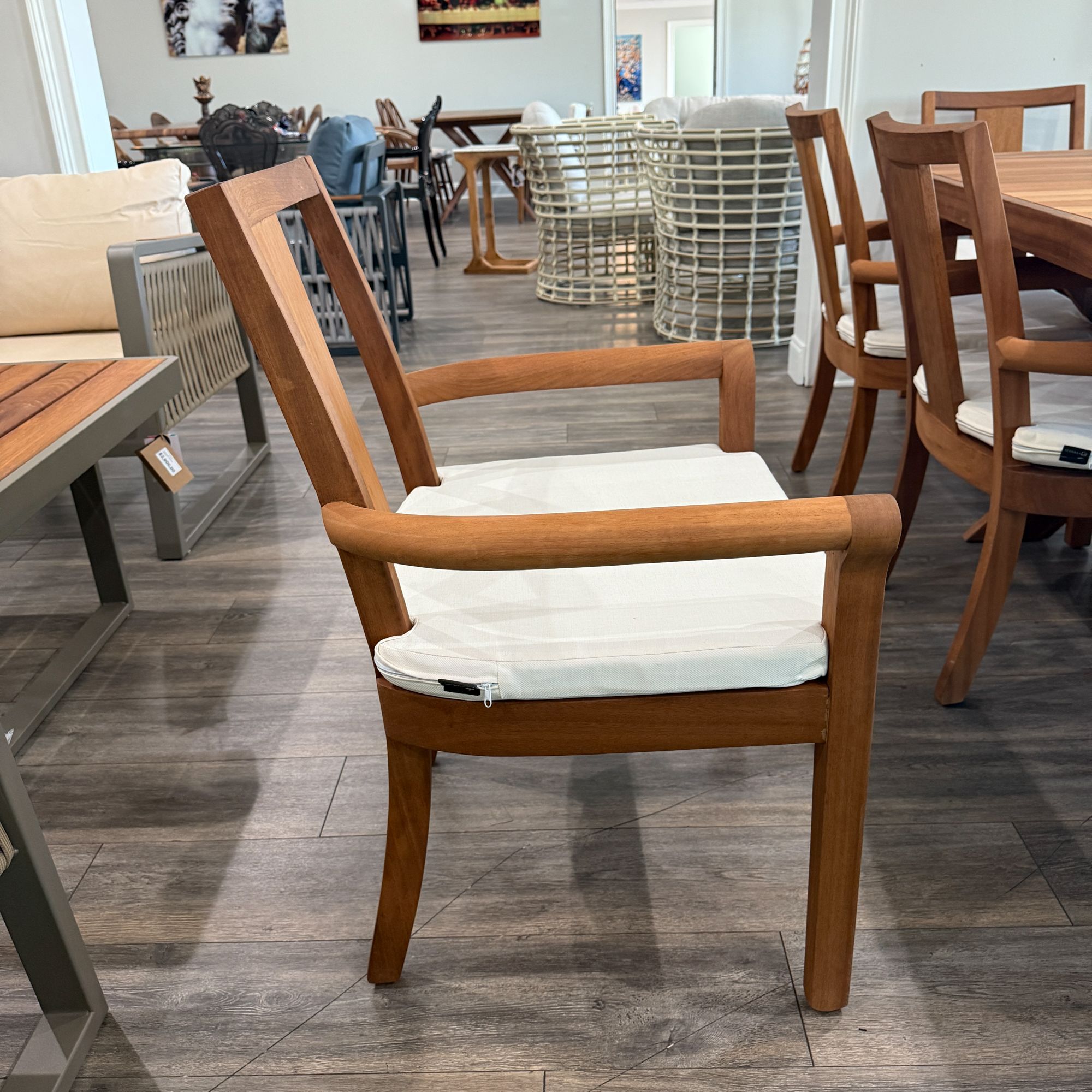 Brown-White Garden Dining Set (Table and Chair)