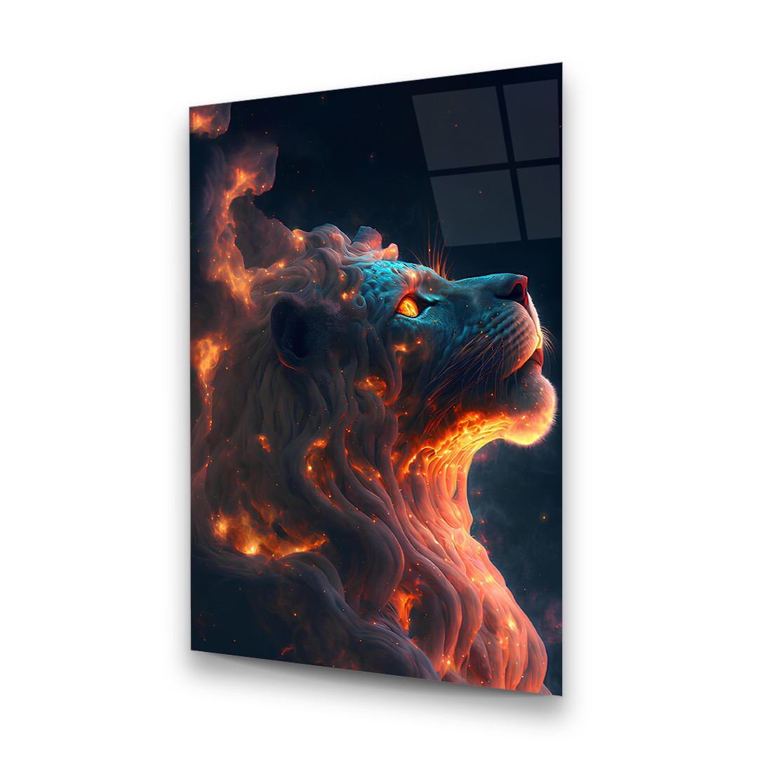 Flame and Tiger - Rectangle Wall Glass Art