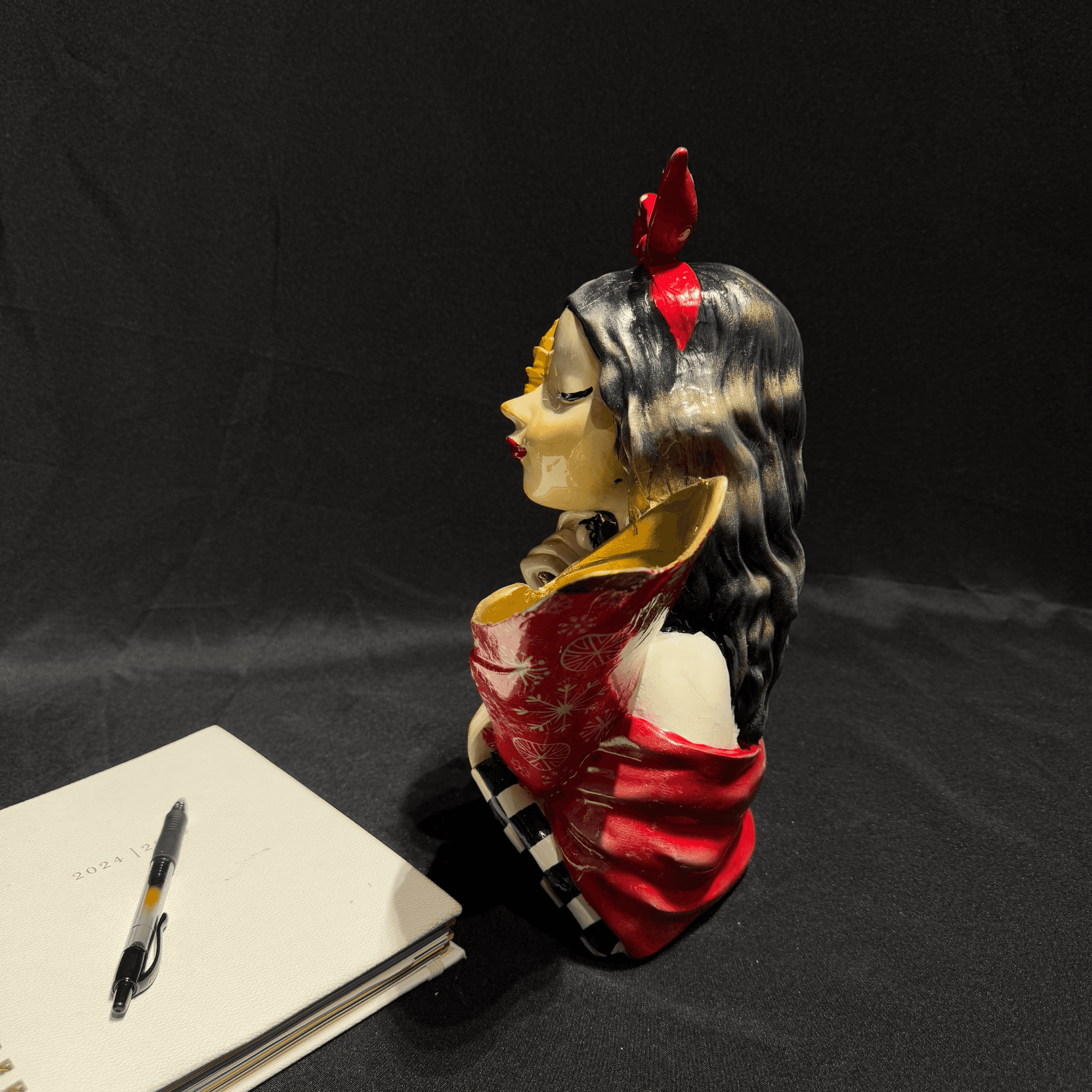 Red Headscarf Sunflower Figurine Handmade